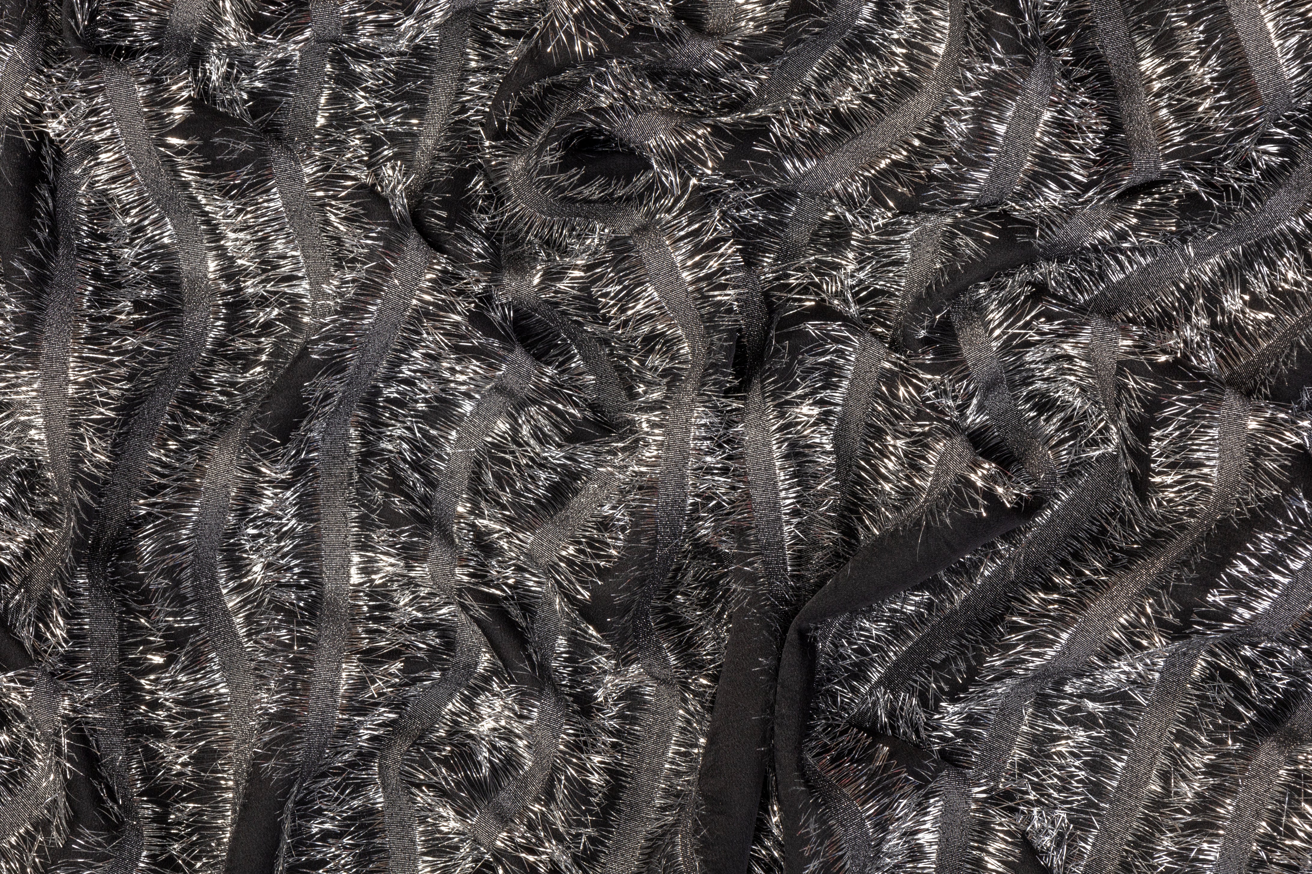 Metallic Italian Silk Chiffon - Black / Silver