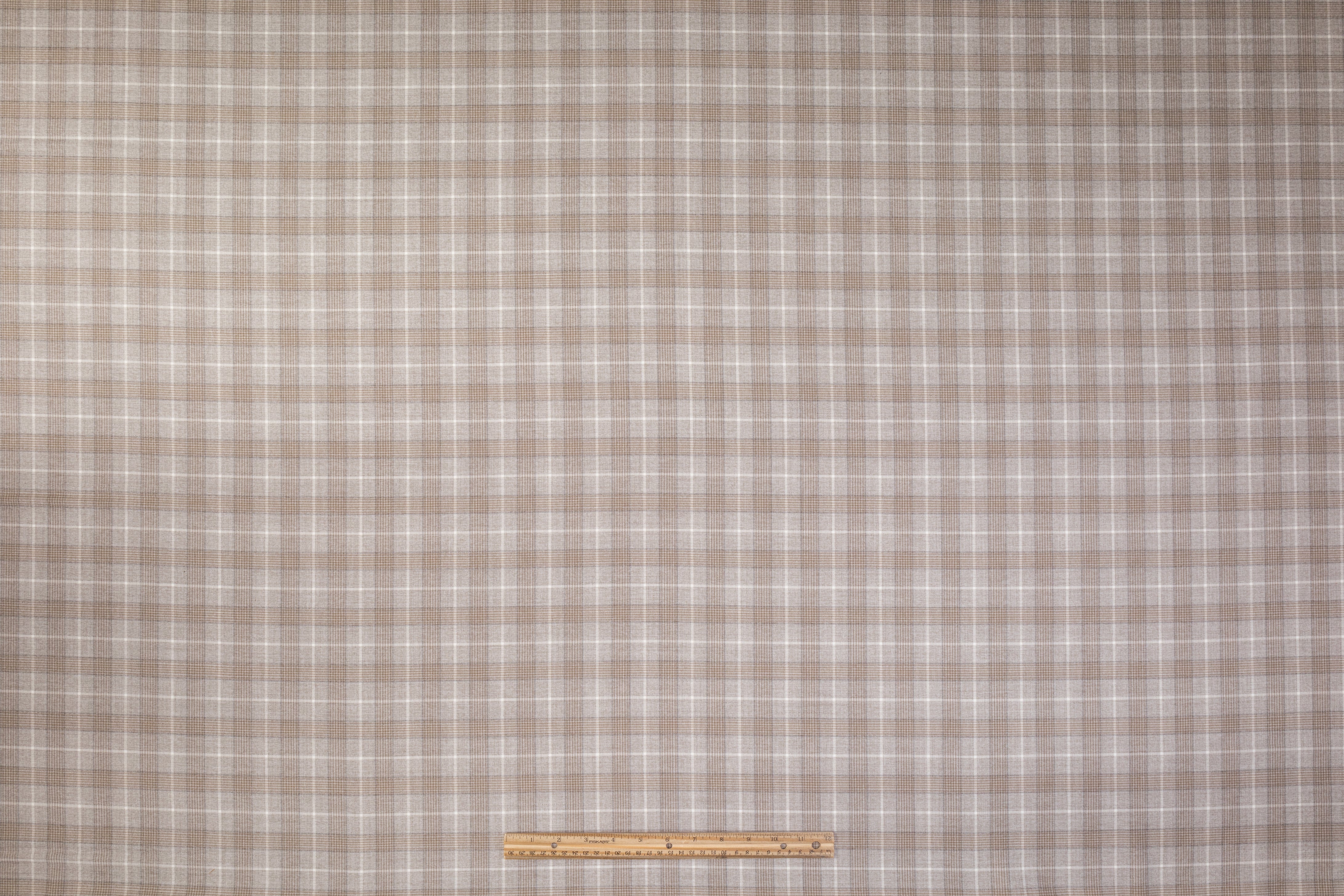 Marlene - Plaid Italian Wool Suiting - Taupe