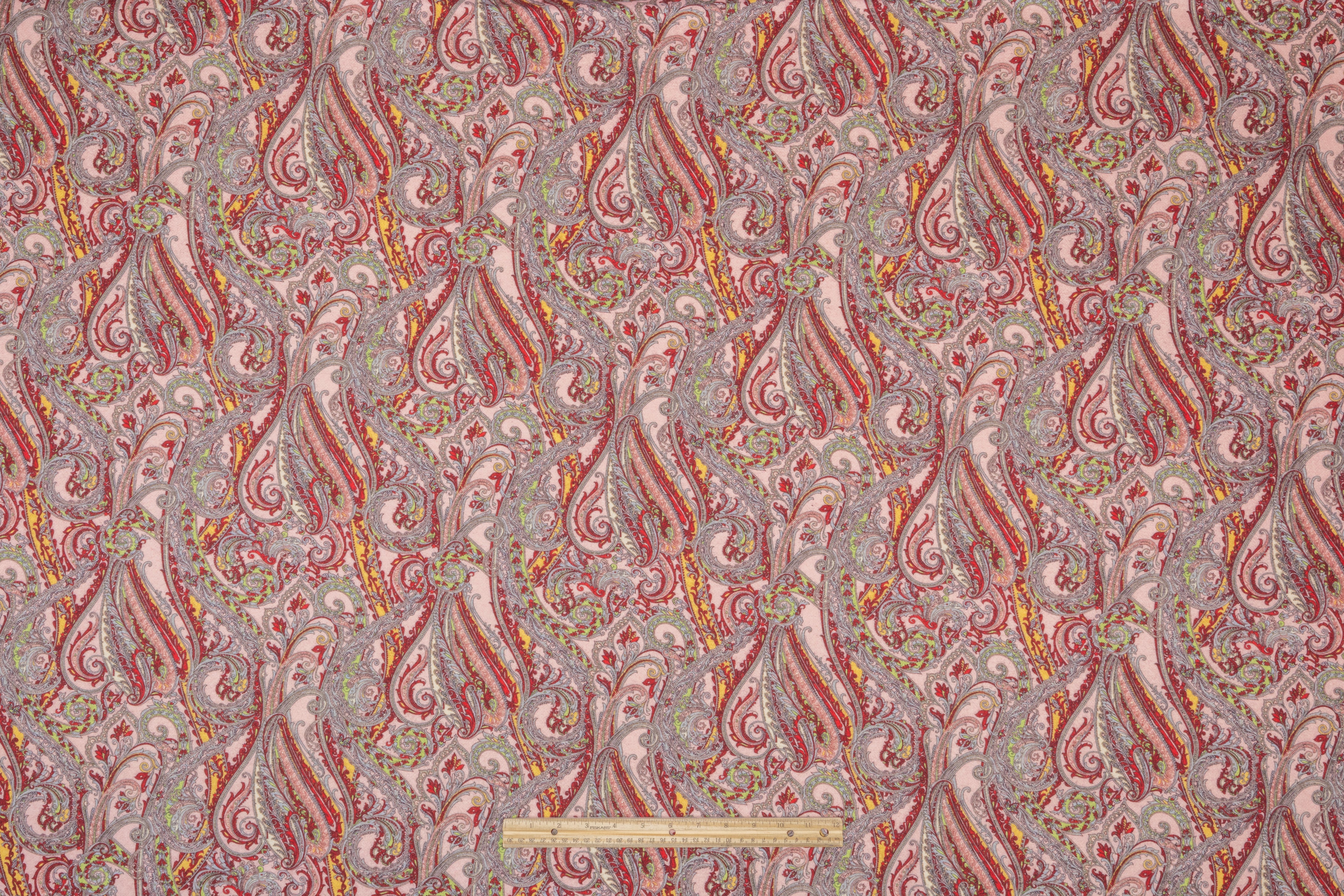 Paisley Italian Wool Blend Coating - Pink / Red