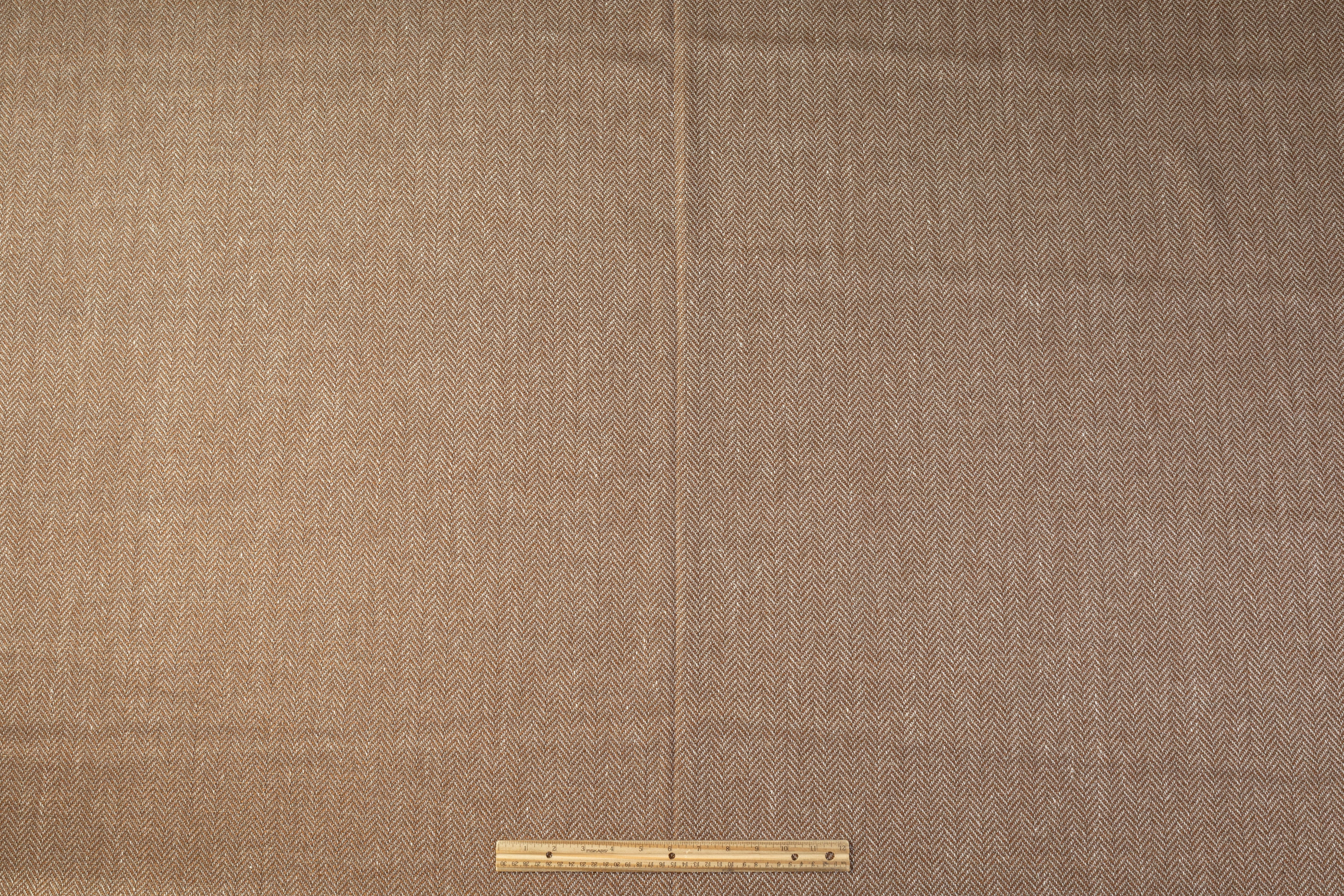 Herringbone Italian Wool Cotton Tweed - Brown