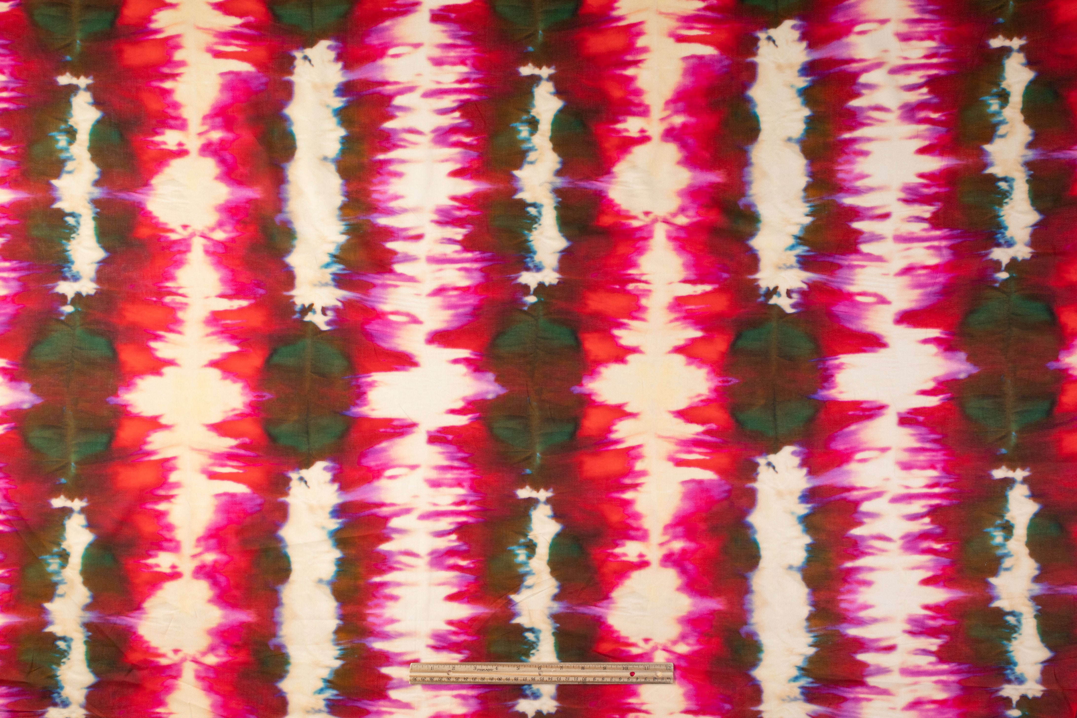 Abstract Printed Italian Cotton Voile - Magenta / Beige