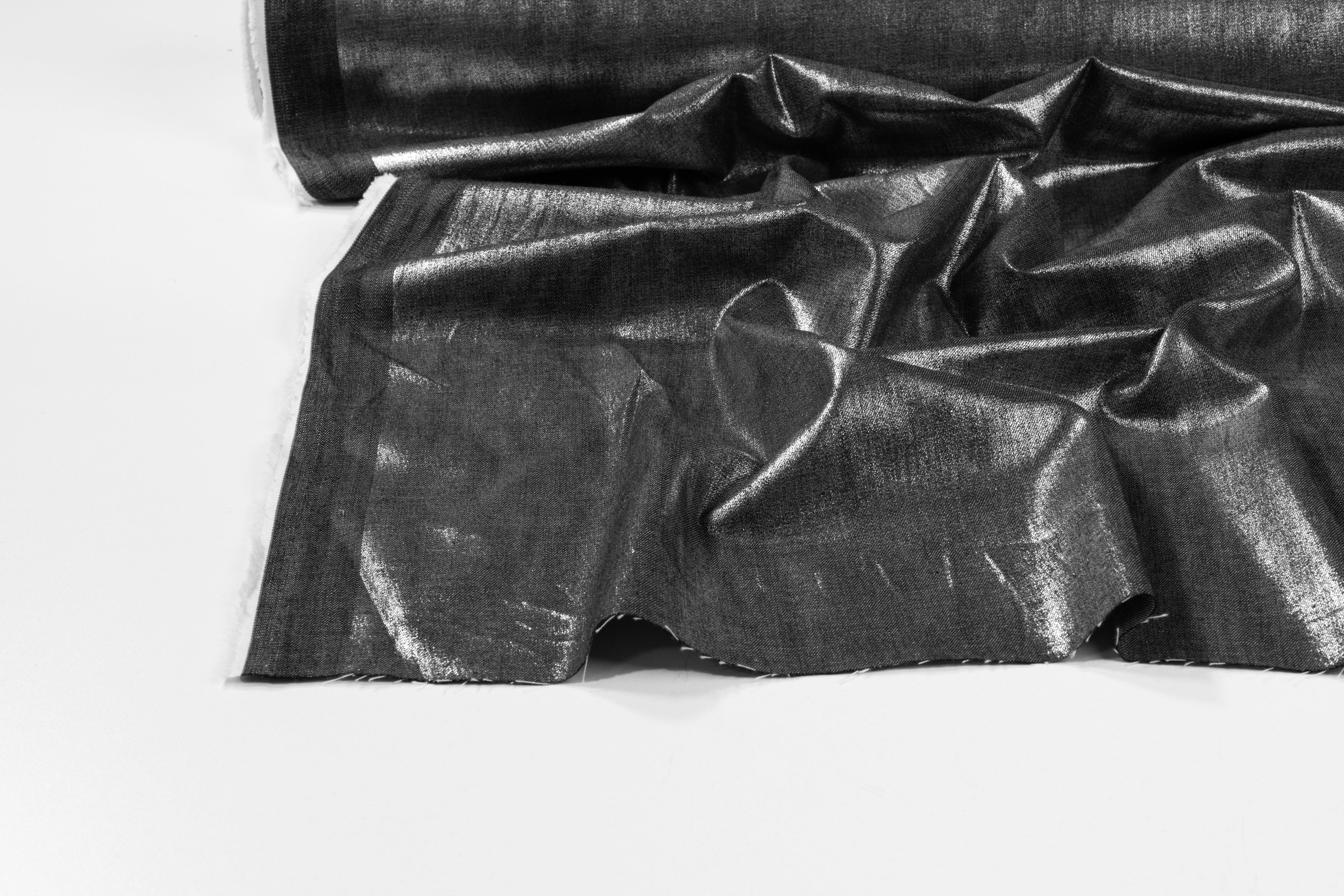 Laminated Italian Cotton Denim - Gray / Silver