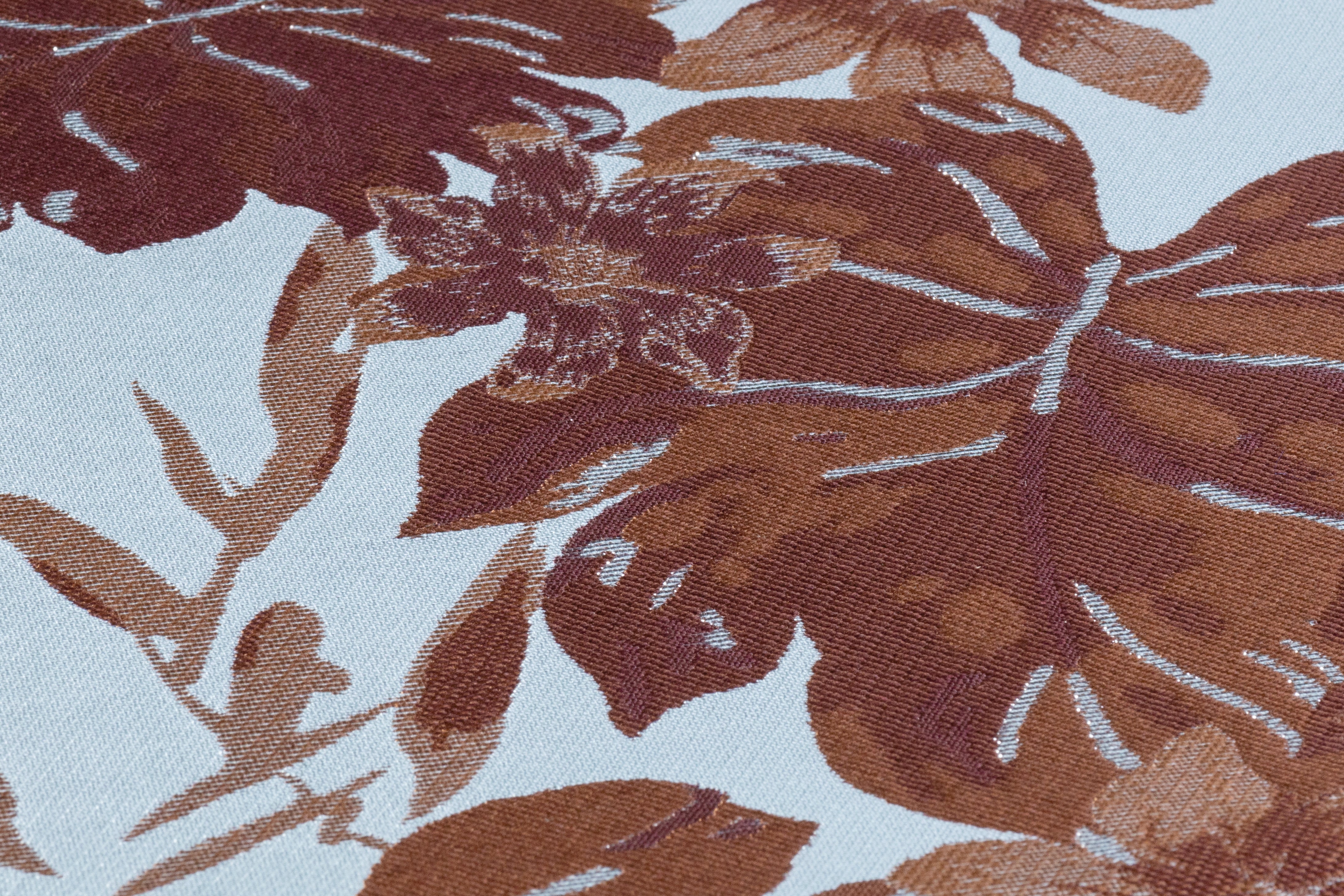 Floral Metallic Italian Brocade - Blue / Brown