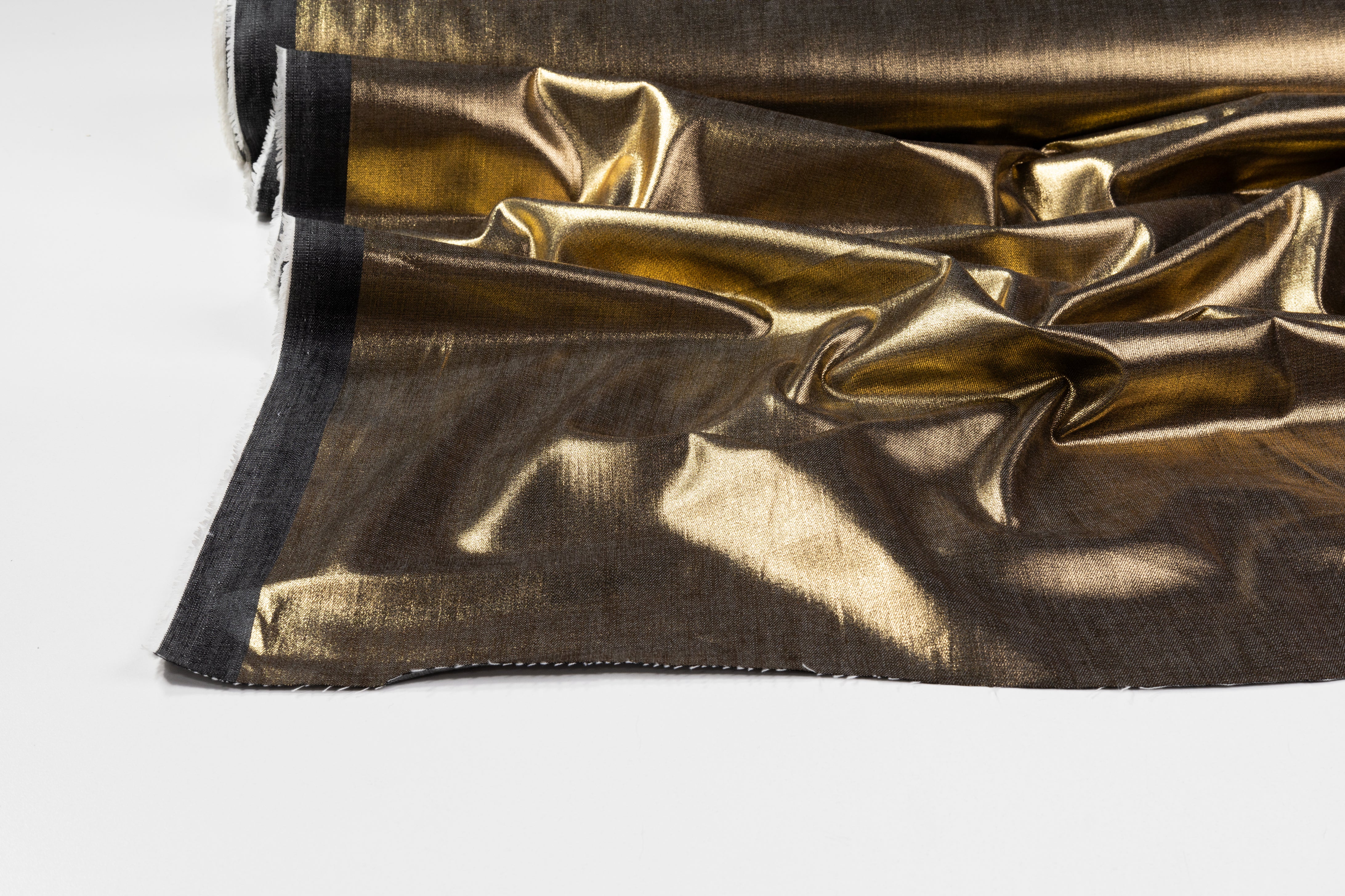 Laminated Italian Cotton Denim - Gray / Gold