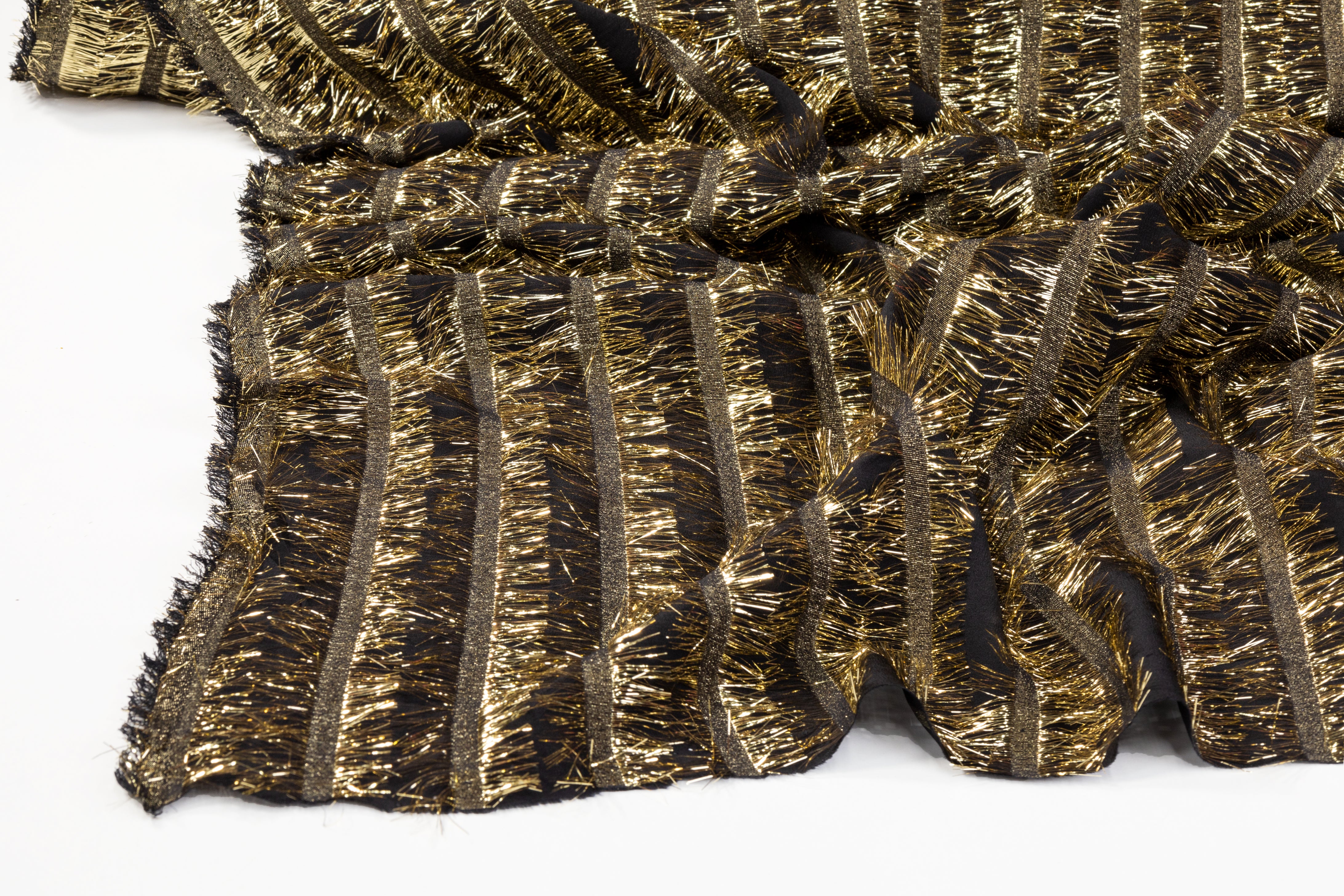 Metallic Italian Silk Chiffon - Black / Gold