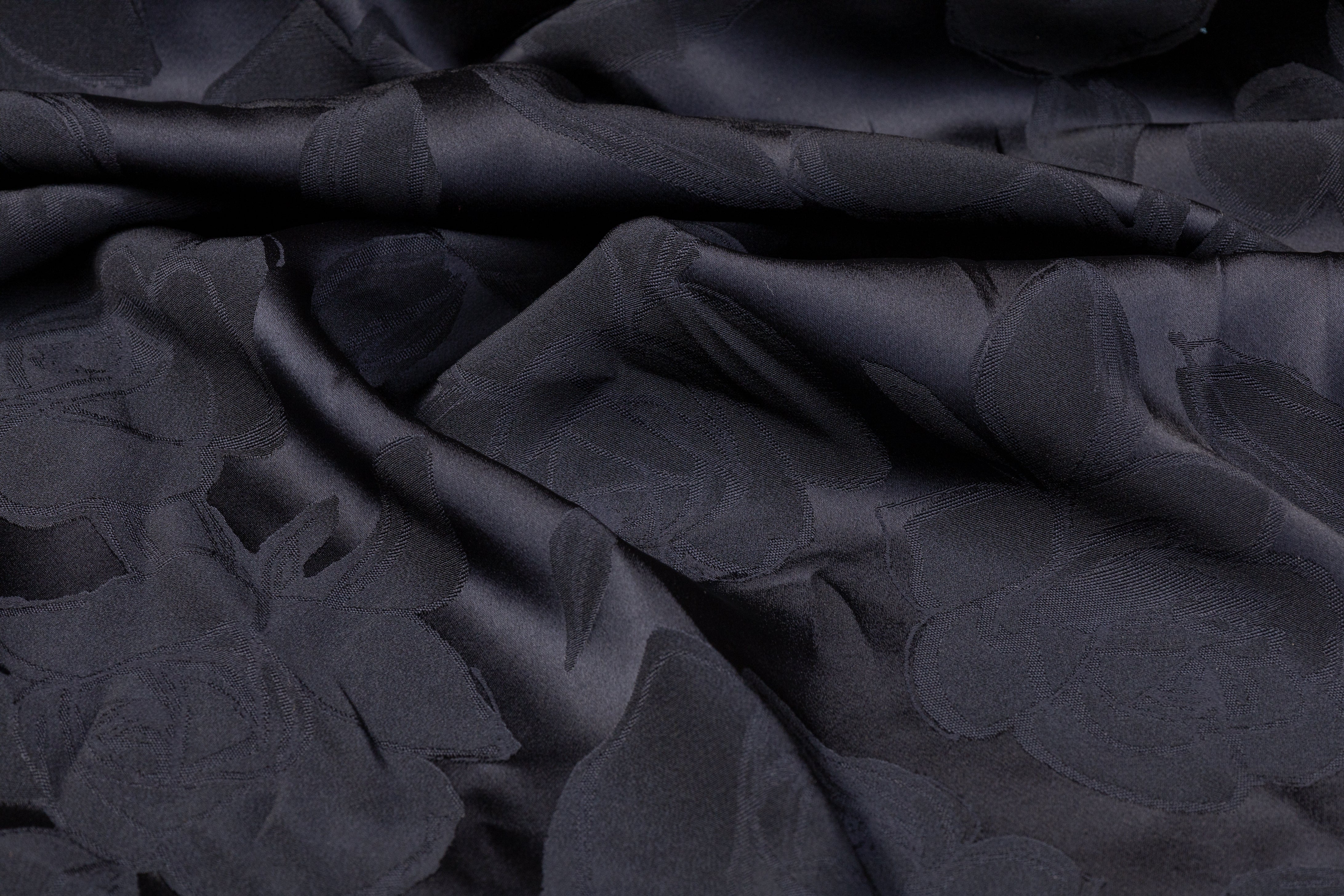 Viscose Acetate Italian Jacquard - Navy