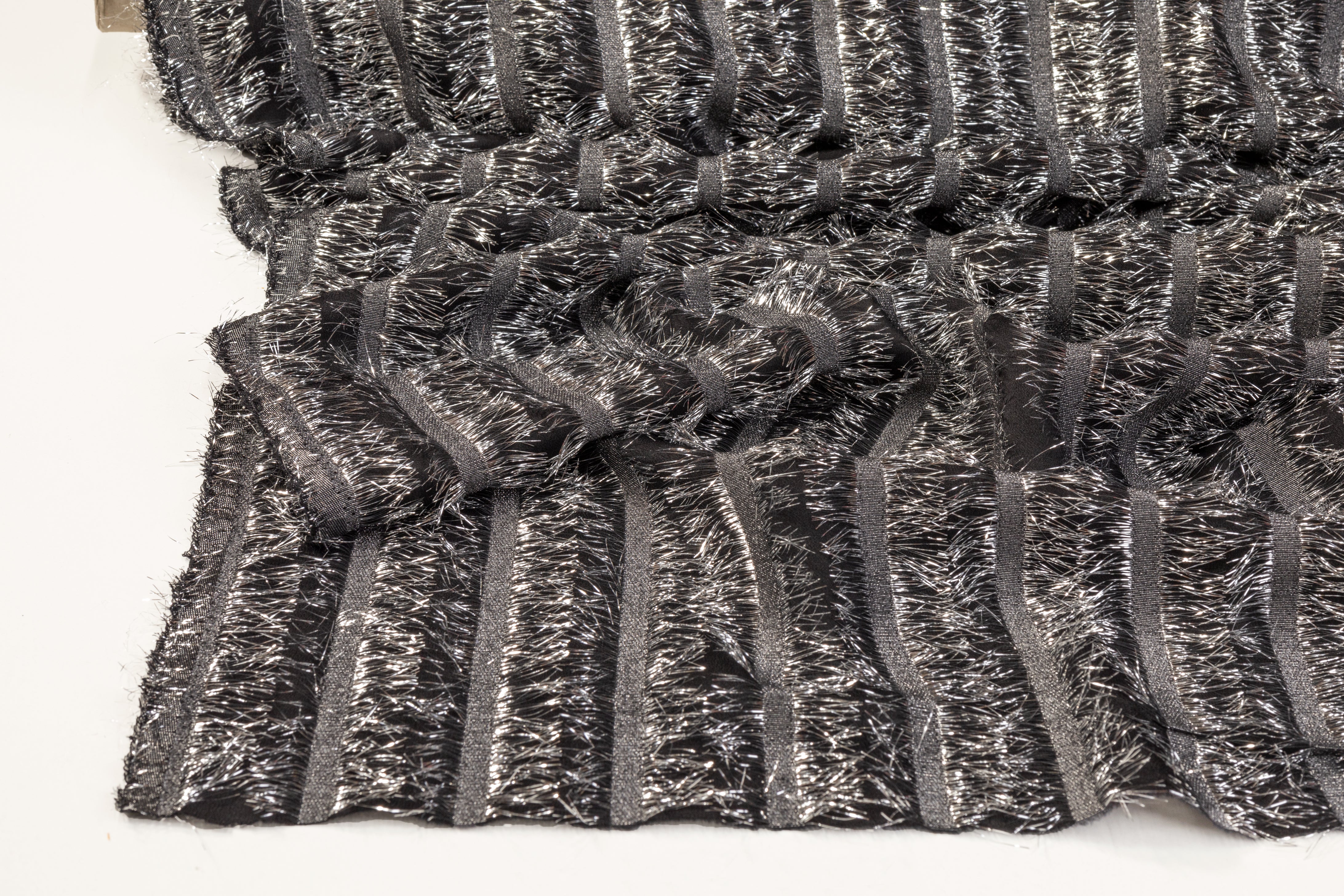 Metallic Italian Silk Chiffon - Black / Silver