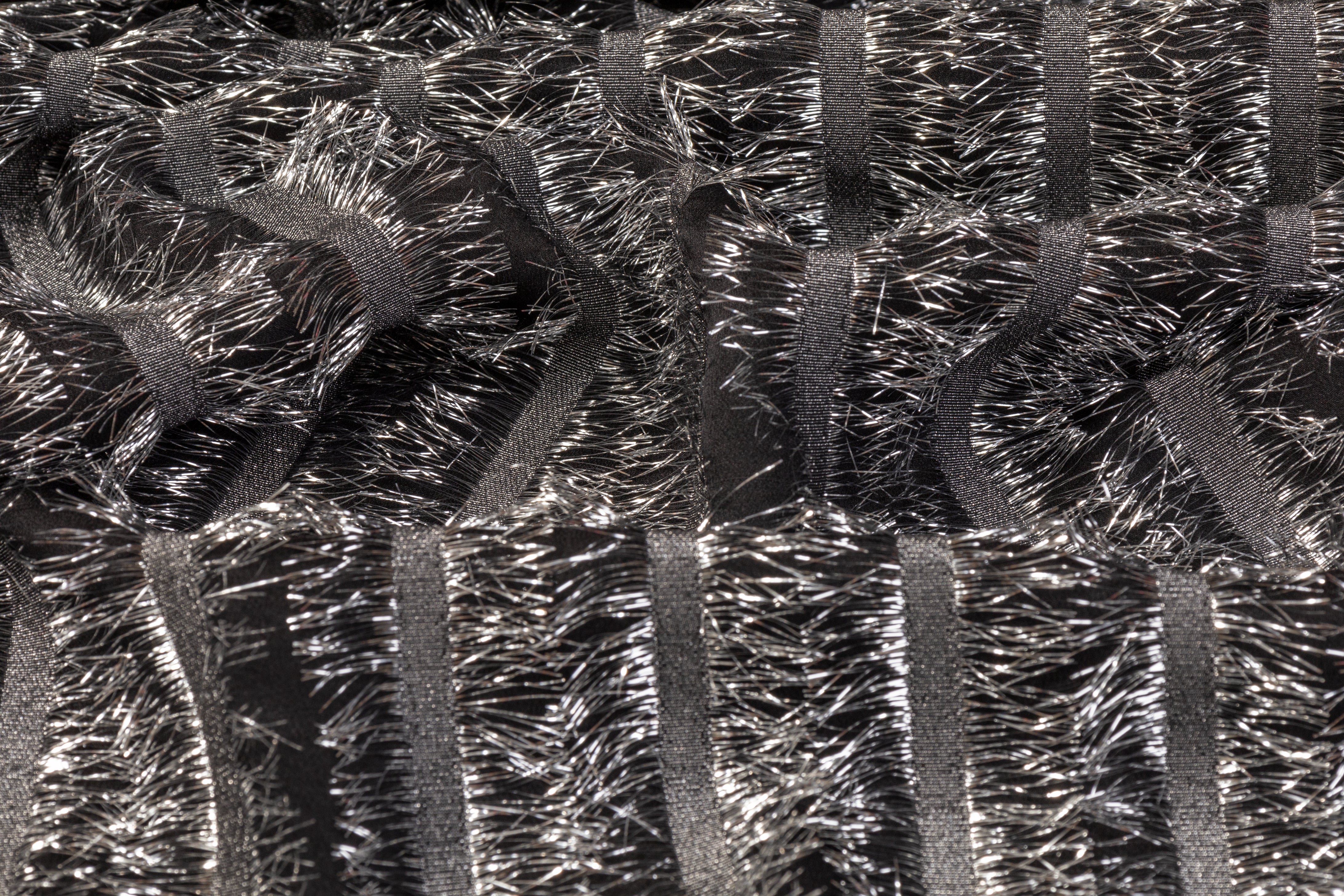 Metallic Italian Silk Chiffon - Black / Silver