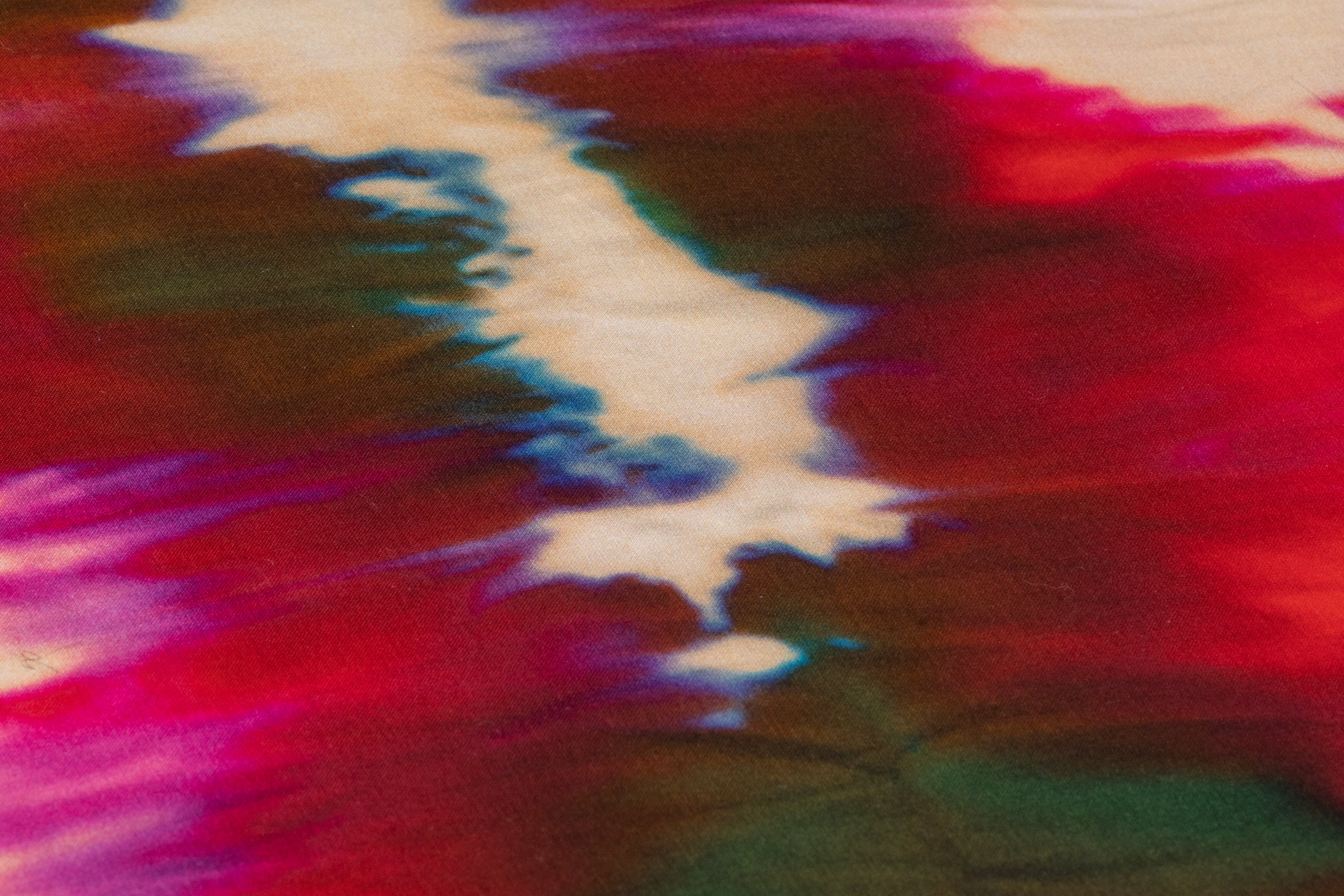 Abstract Printed Italian Cotton Voile - Magenta / Beige