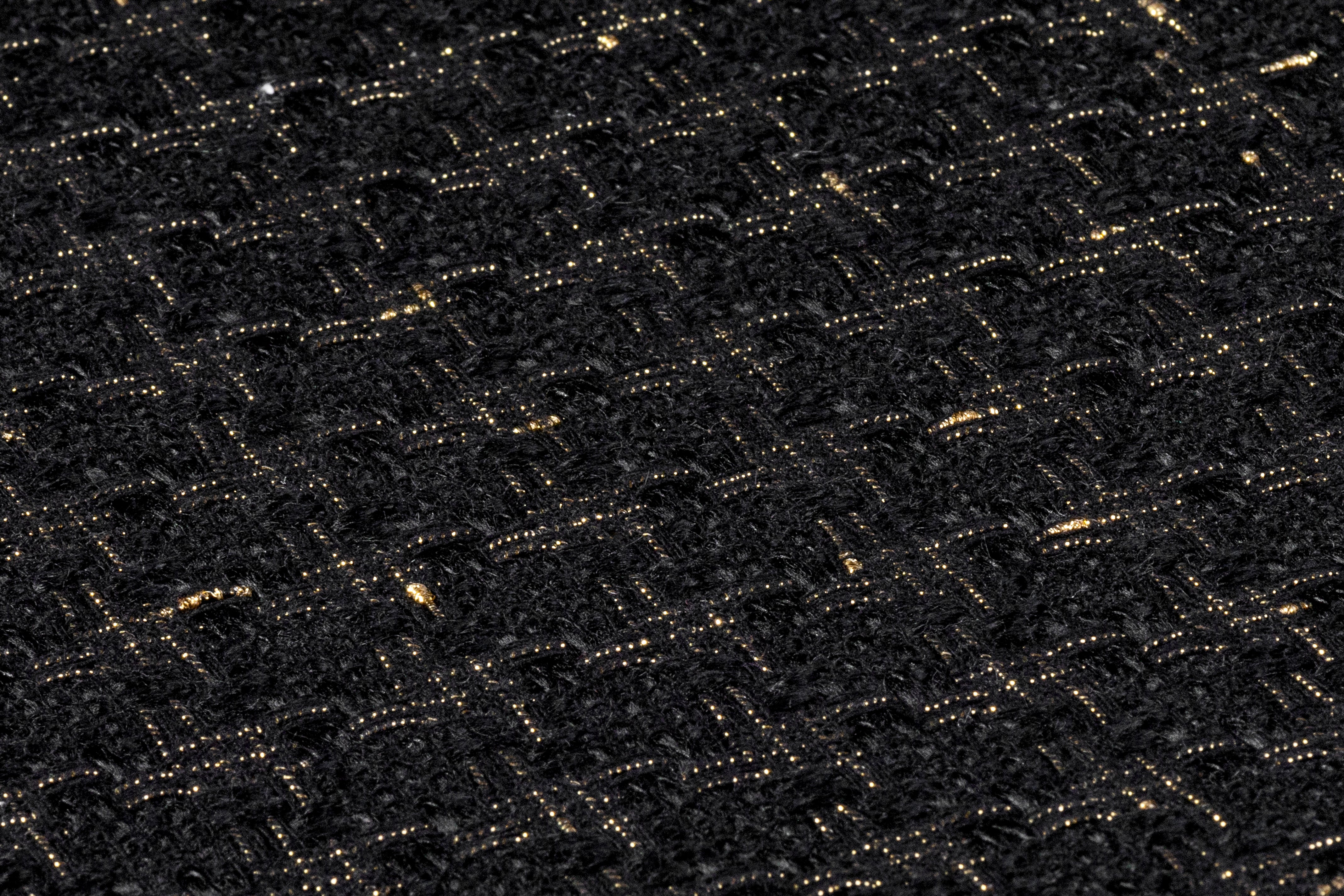 Metallic Italian Houndstooth Tweed - Black / Gold