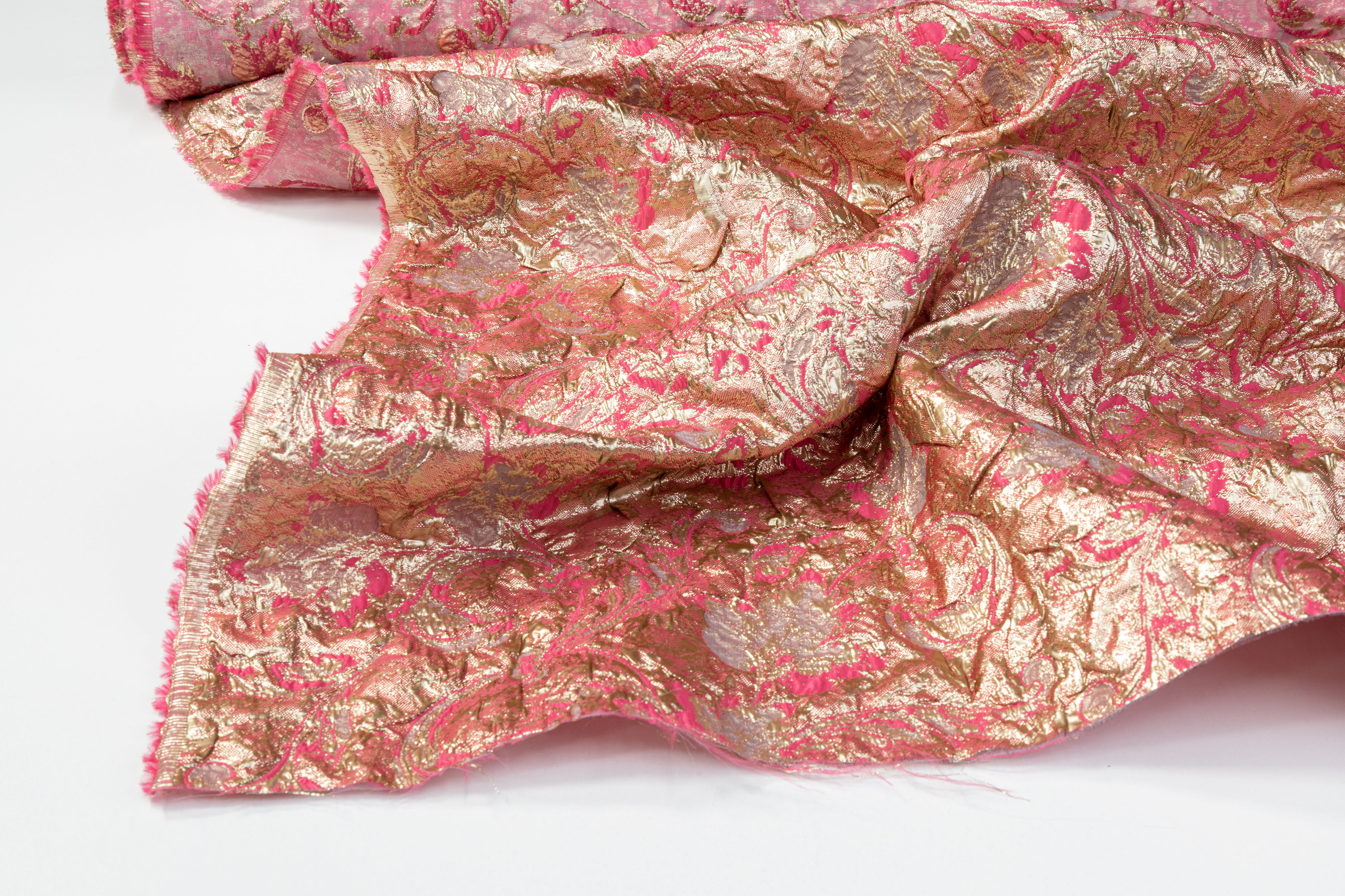 Double Faced Metallic Brocade - Magenta / Gold