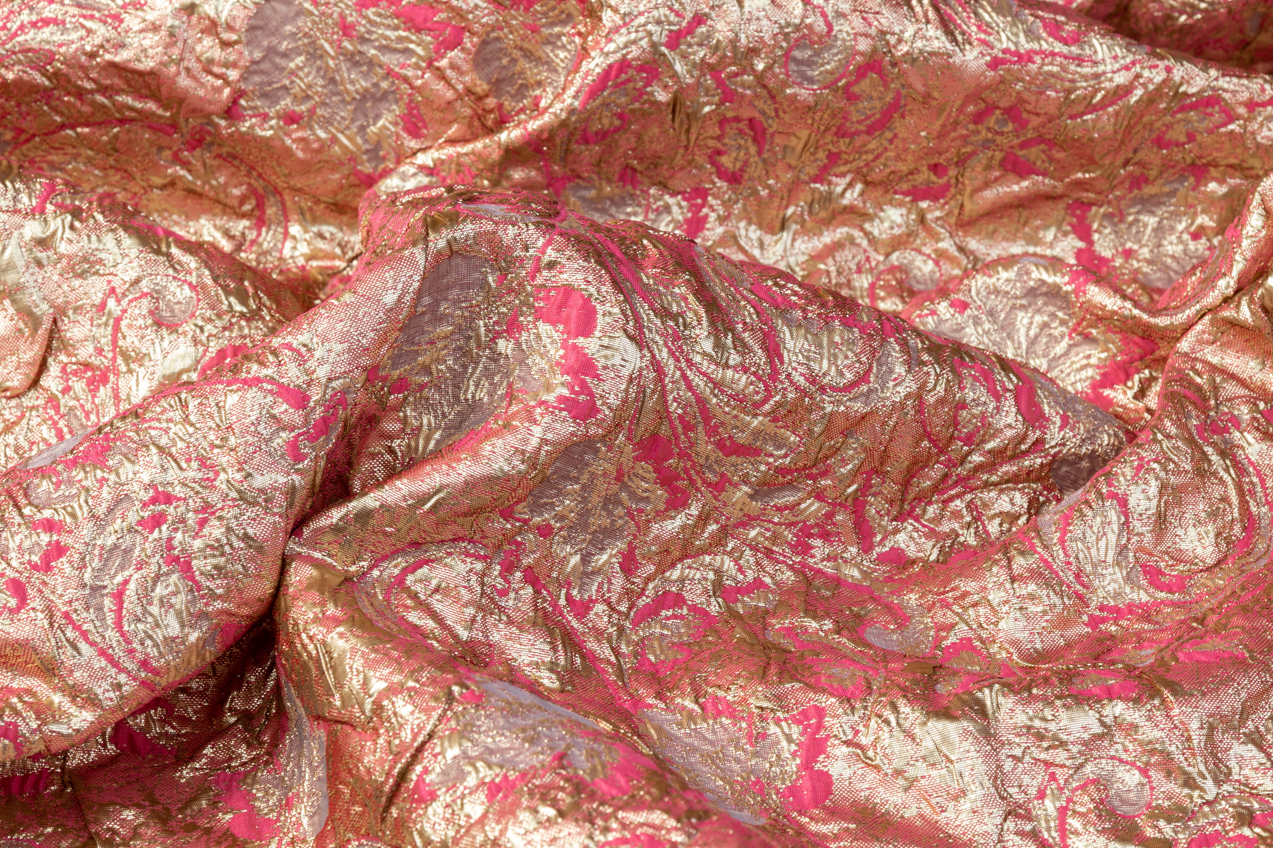 Double Faced Metallic Brocade - Magenta / Gold