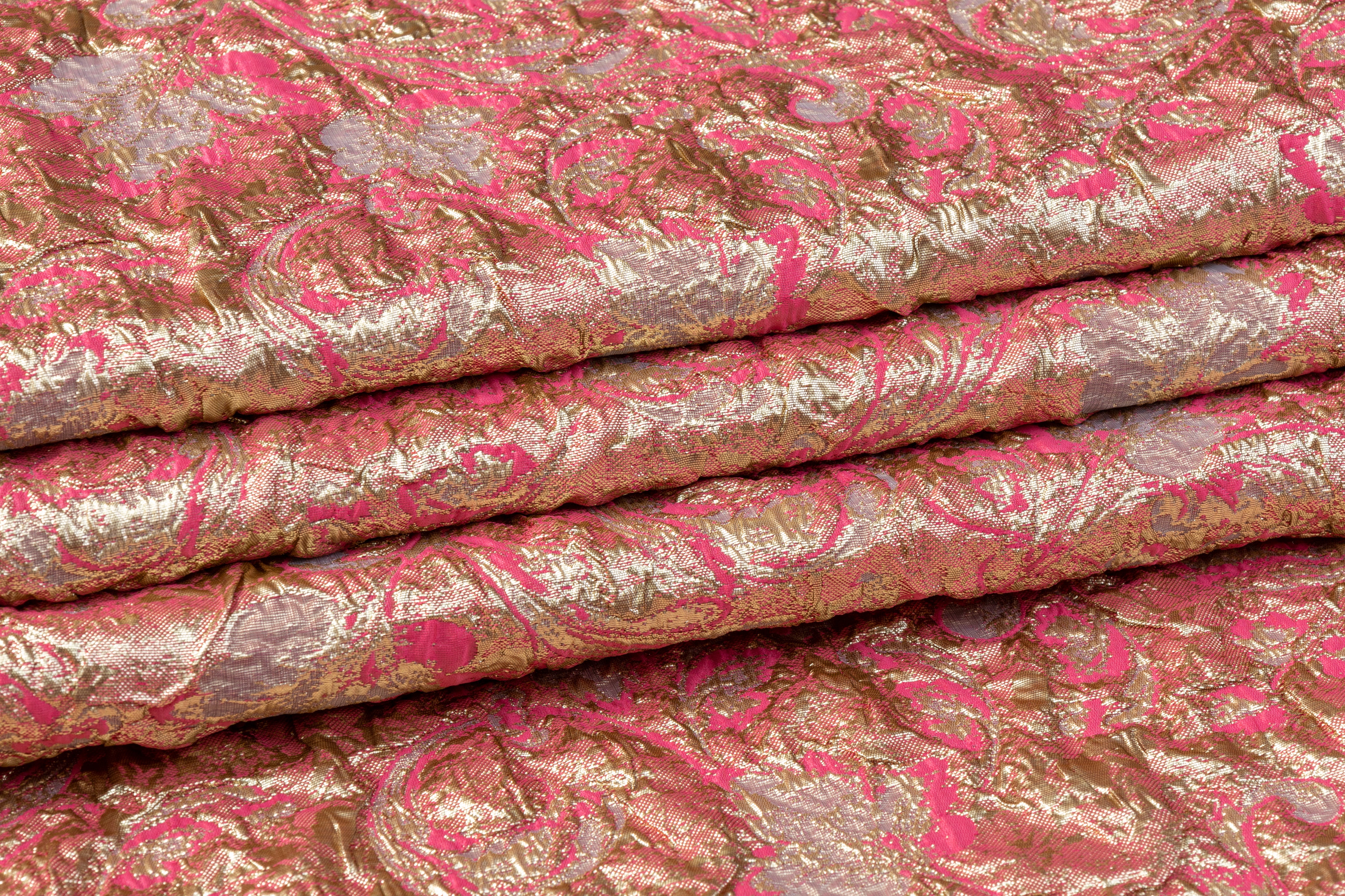 Double Faced Metallic Brocade - Magenta / Gold