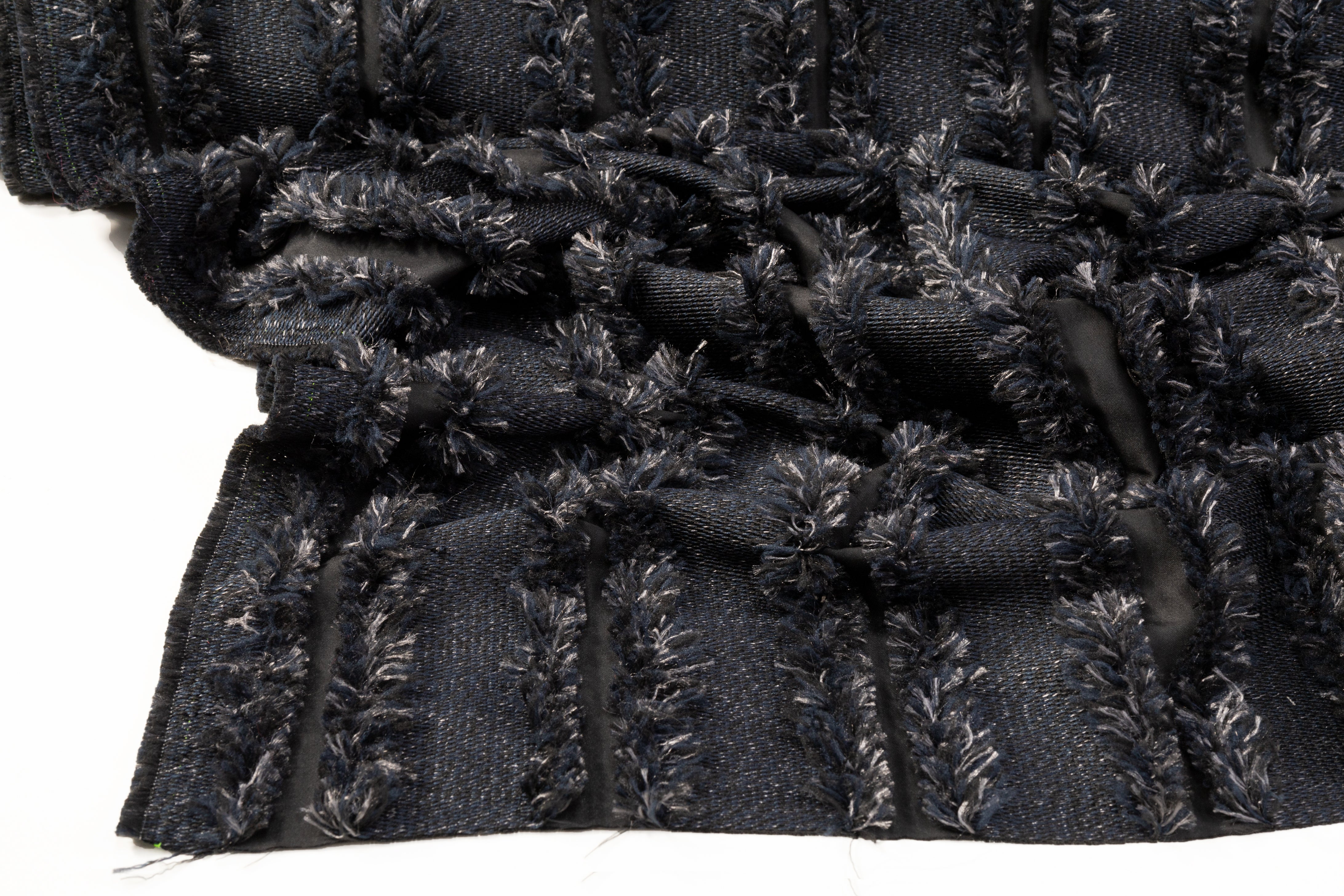 Striped Fringed Italian Polyester - Navy / Black