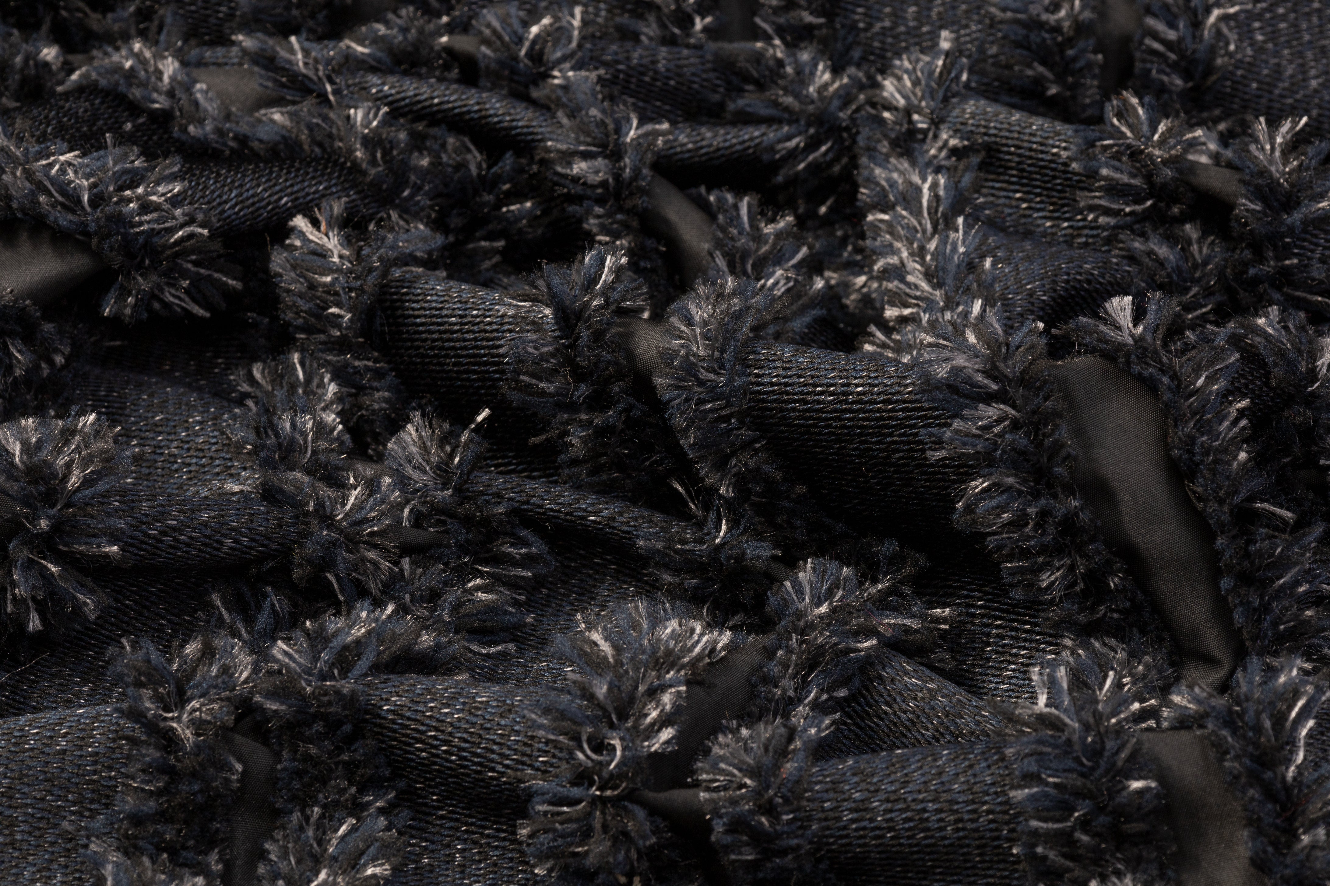 Striped Fringed Italian Polyester - Navy / Black