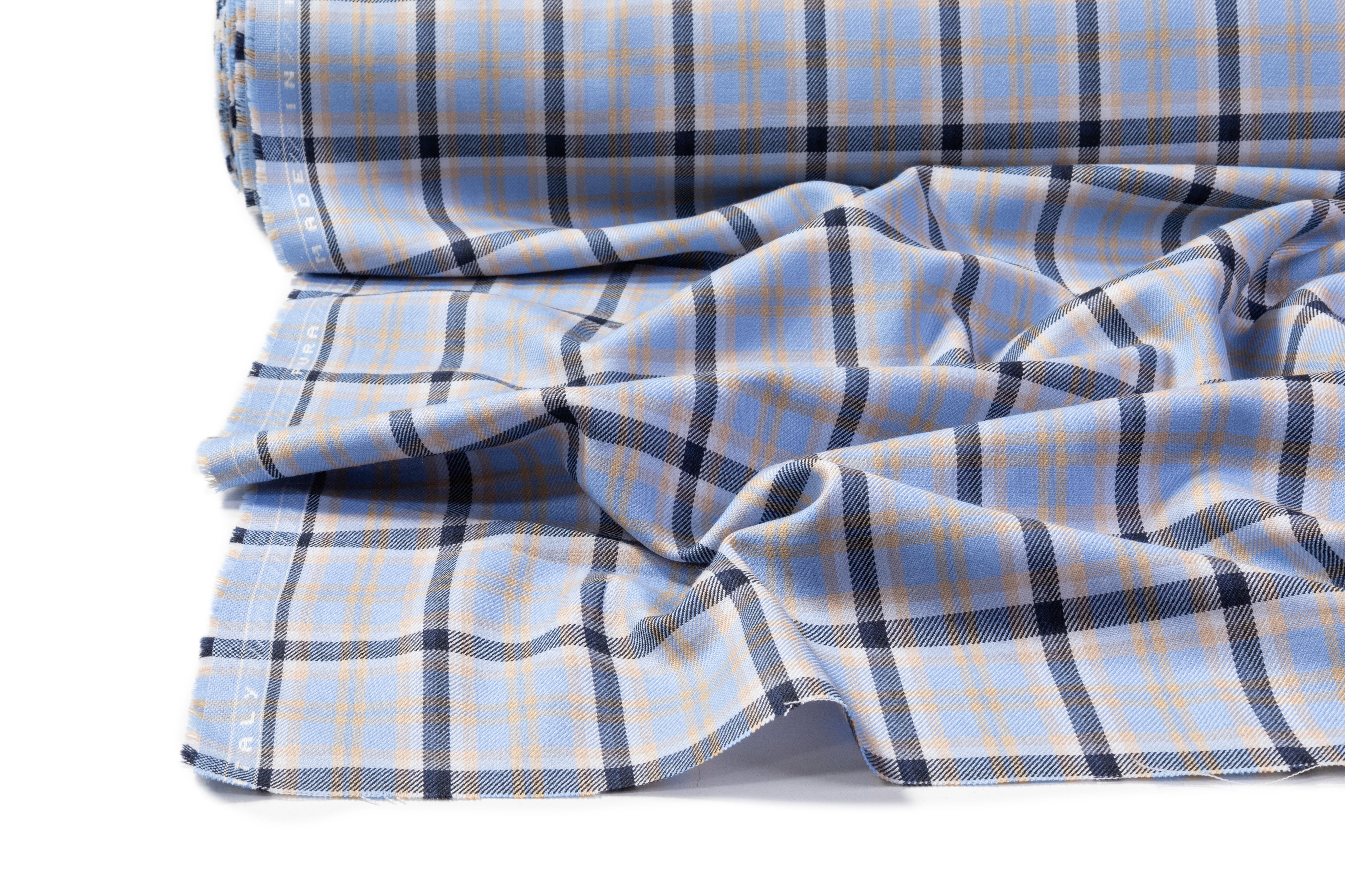 Checked Italian Wool - Blue