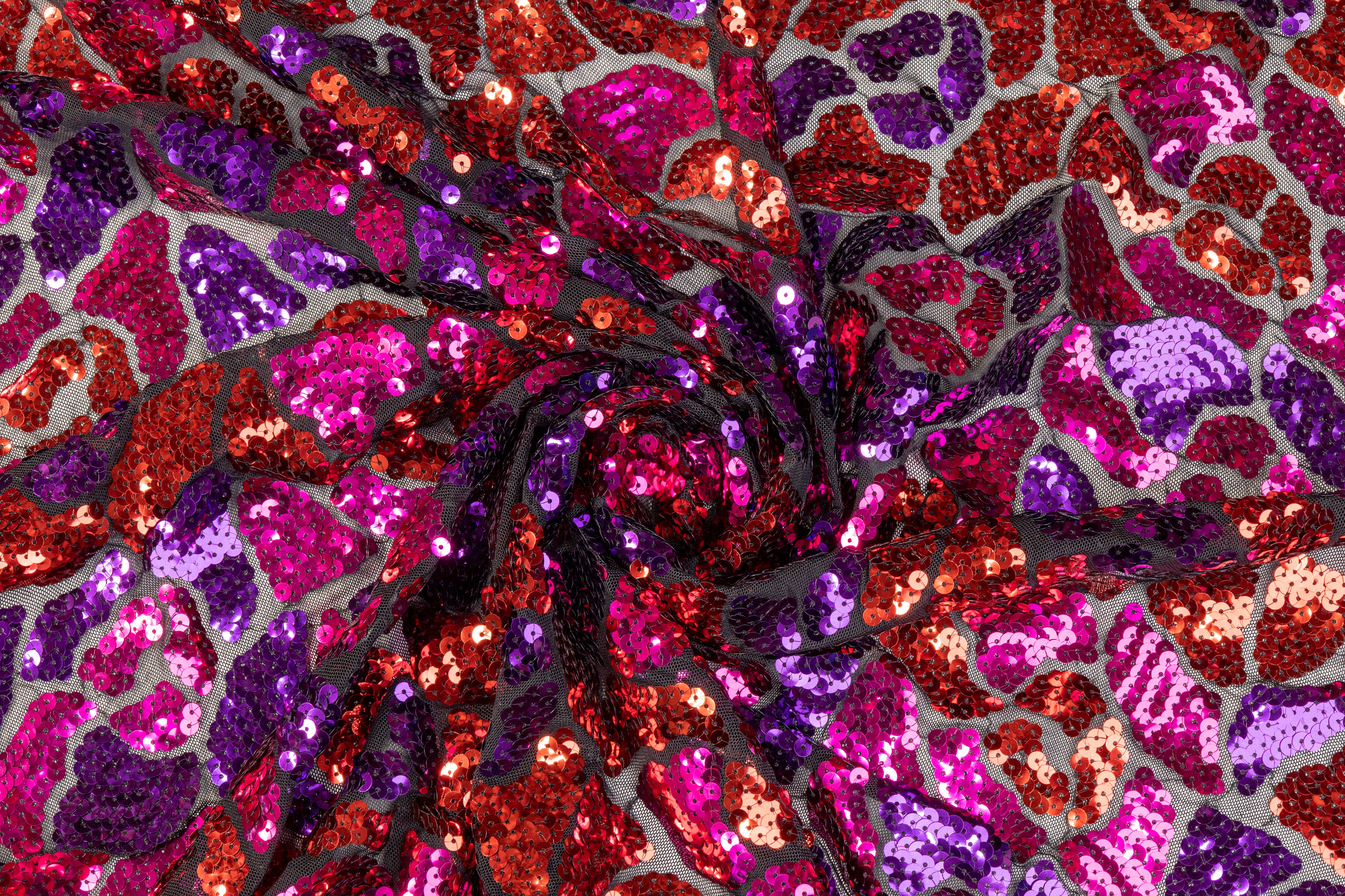 Sequined Mesh - Purple / Magenta / Red