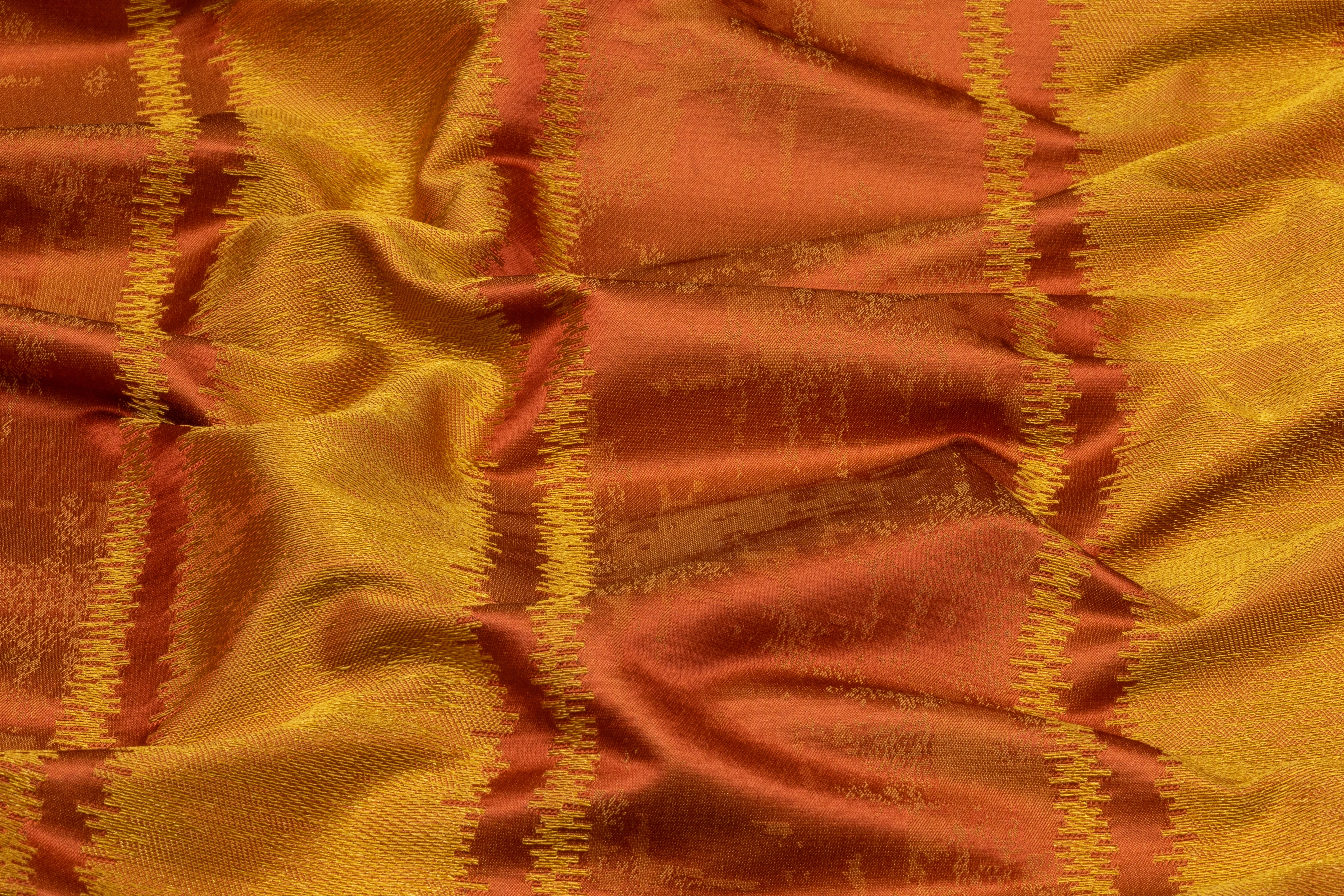 Striped Italian Silk Viscose Brocade - Gold / Rust