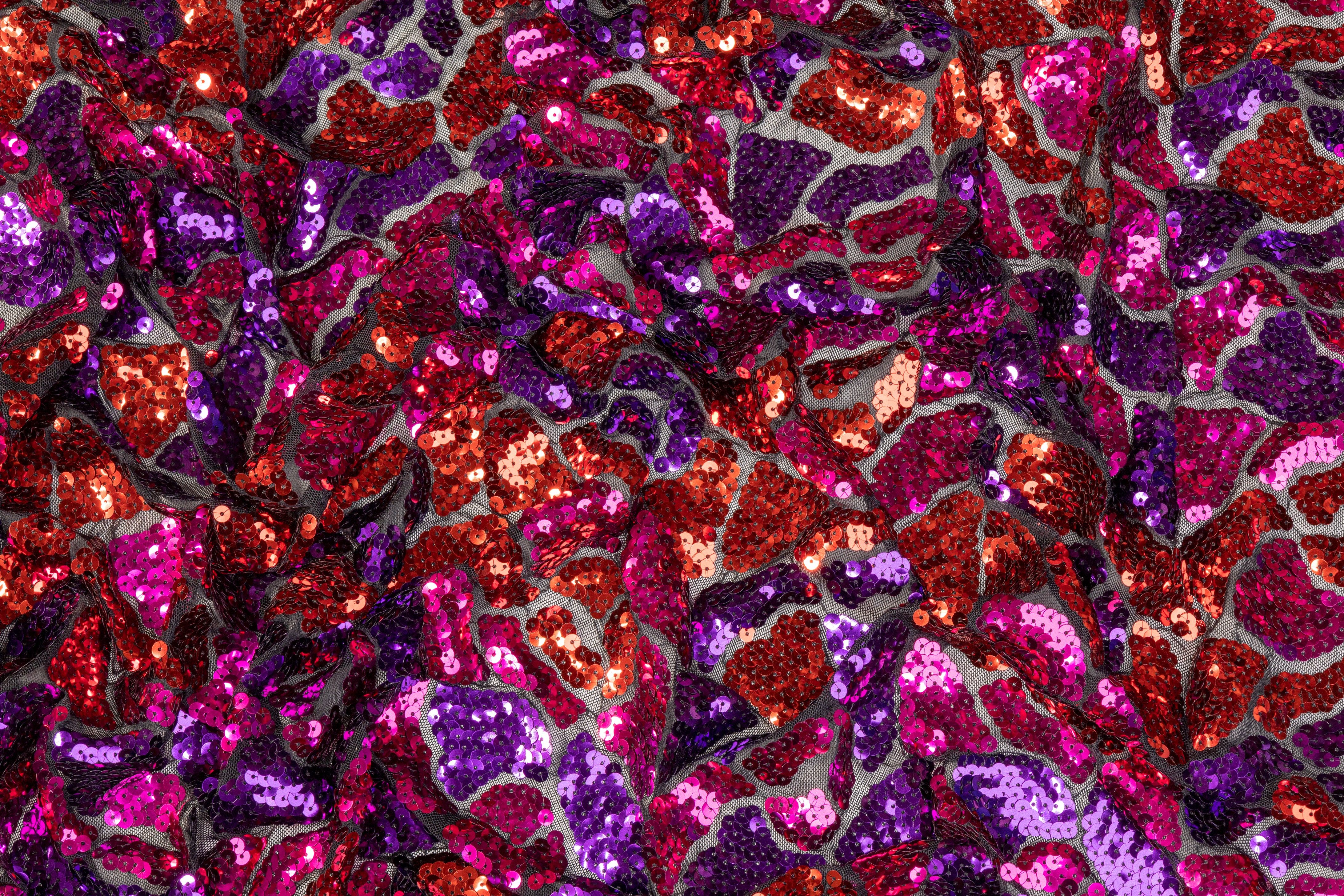 Sequined Mesh - Purple / Magenta / Red