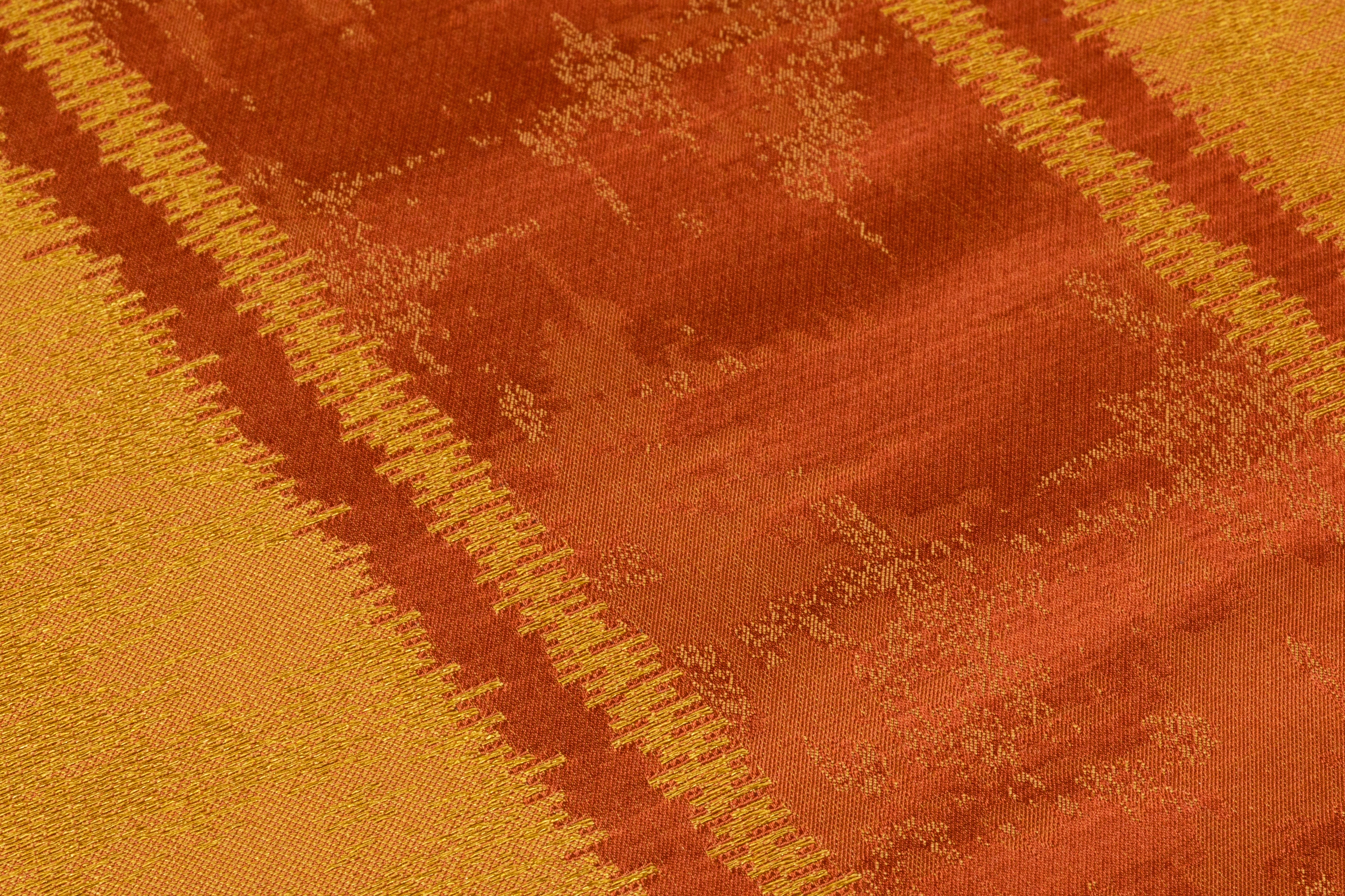 Striped Italian Silk Viscose Brocade - Gold / Rust
