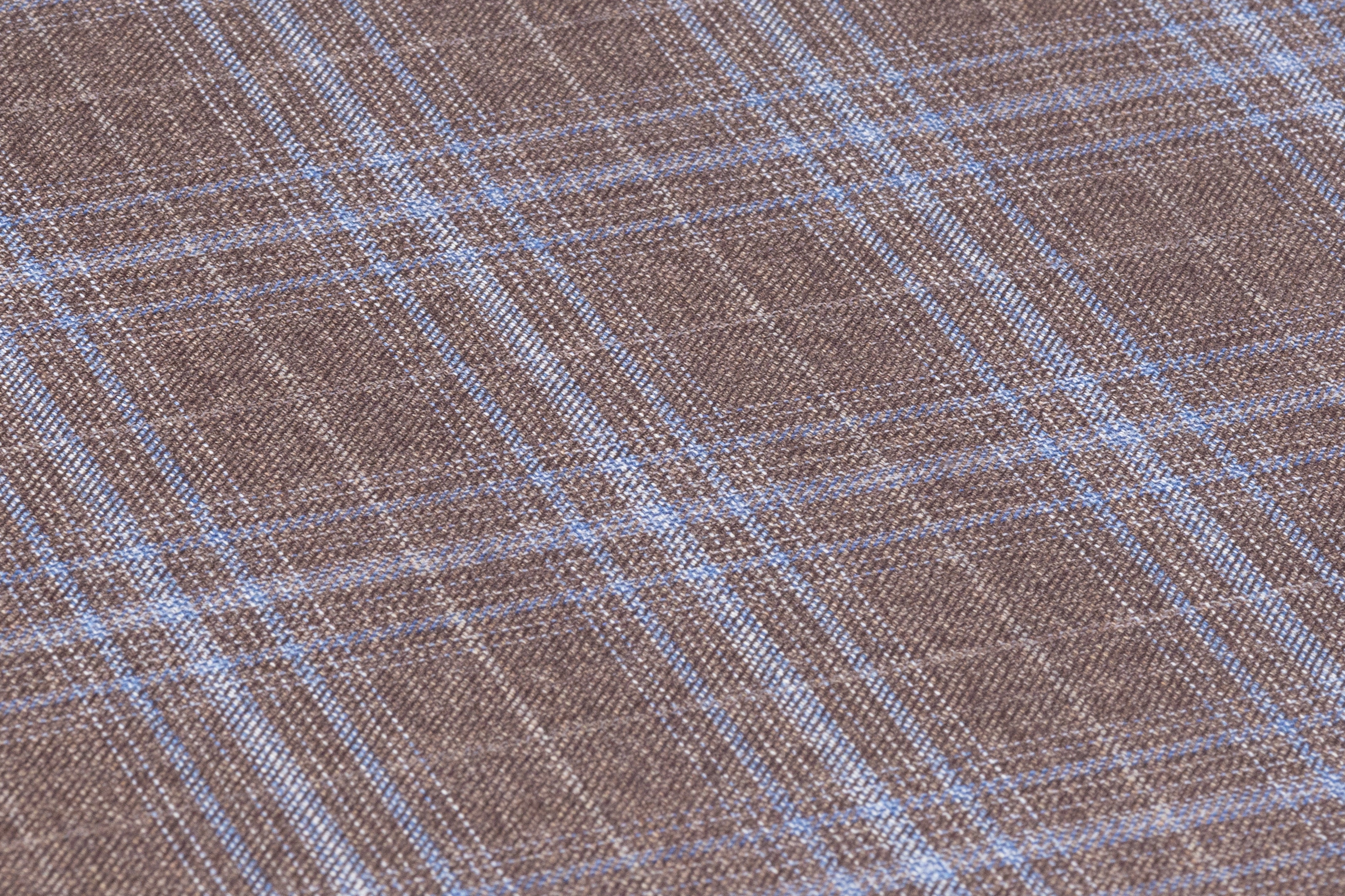 Checked Italian Wool Suiting - Taupe / Blue
