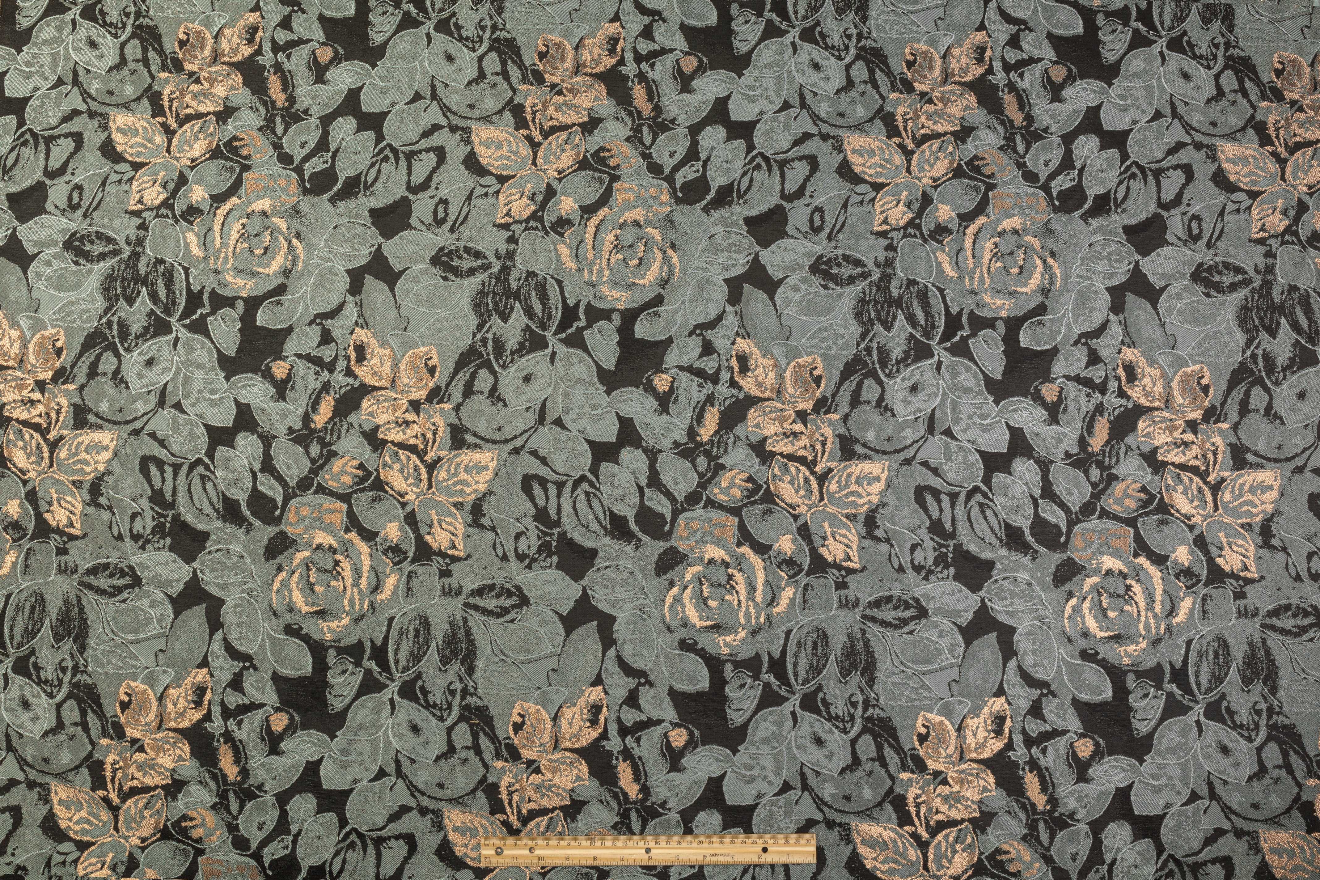 Floral Metallic Brocade - Sage / Rose Gold