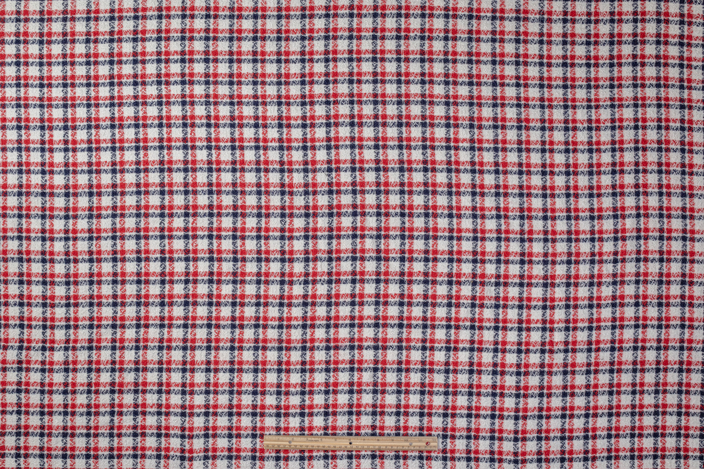 Checked Italian Wool Tweed - Red / Navy / White
