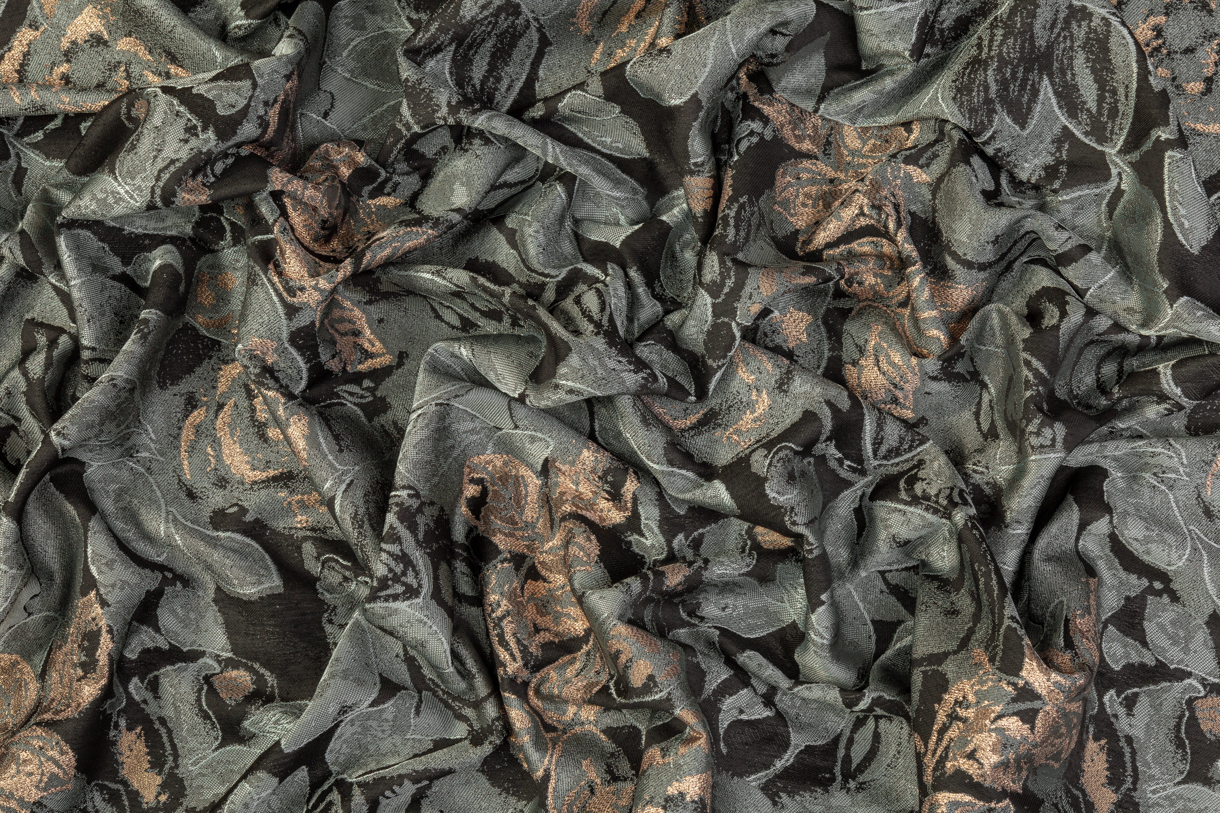 Floral Metallic Brocade - Sage / Rose Gold