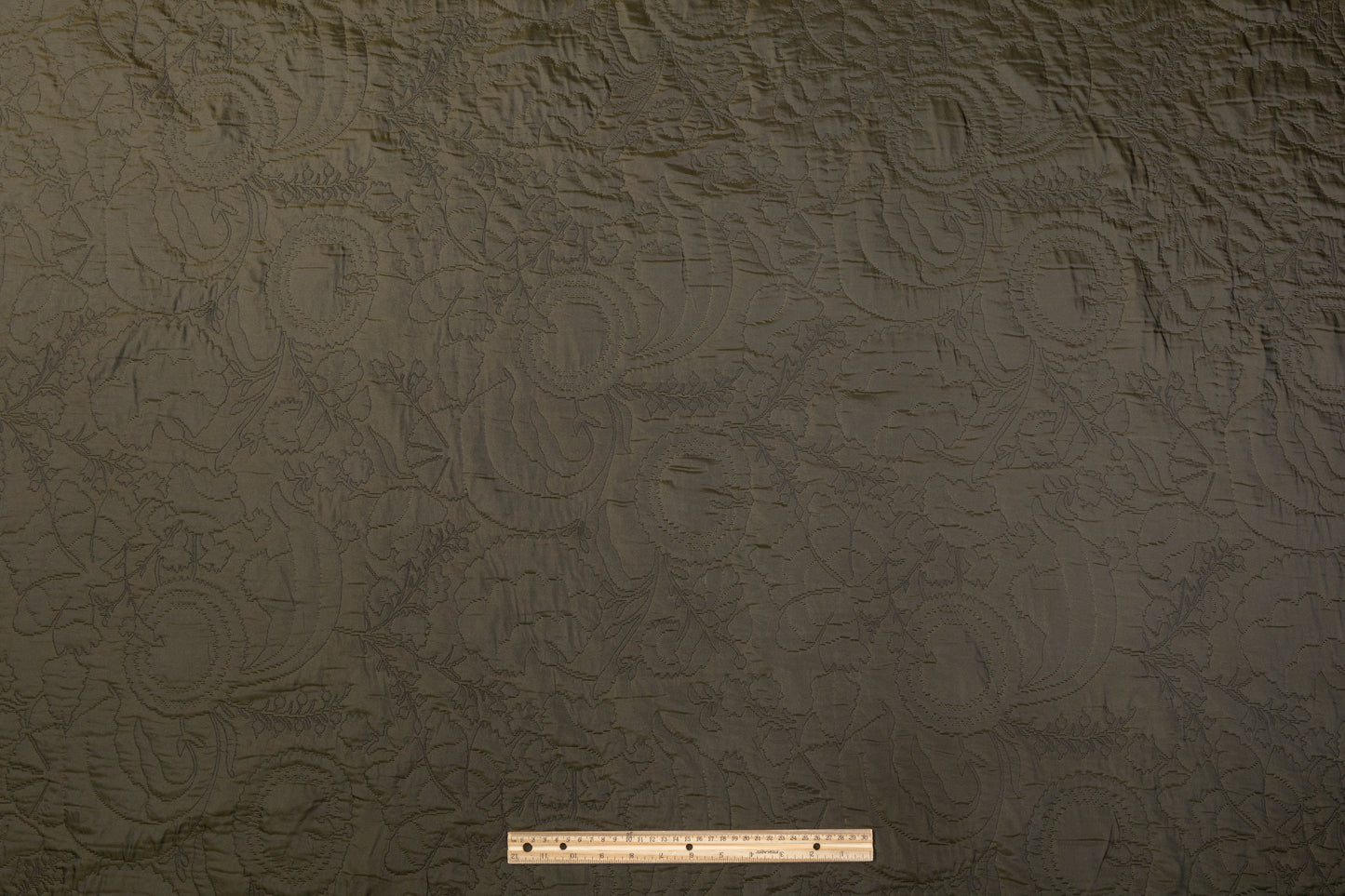 Abstract Quilted Polyester - Iridescent Olive and Black