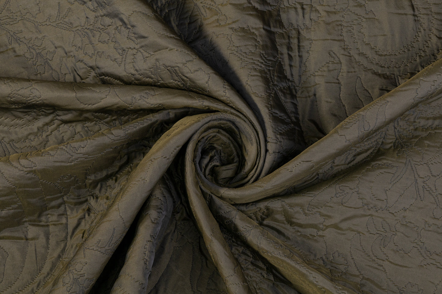 Abstract Quilted Polyester - Iridescent Olive and Black