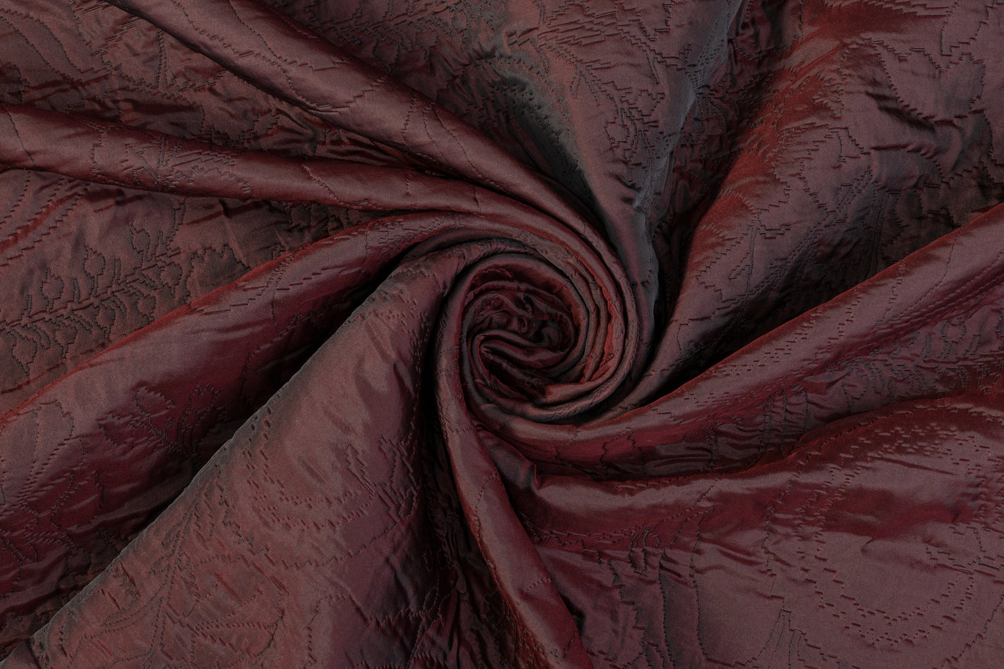 Abstract Quilted Polyester - Iridescent Black and Red