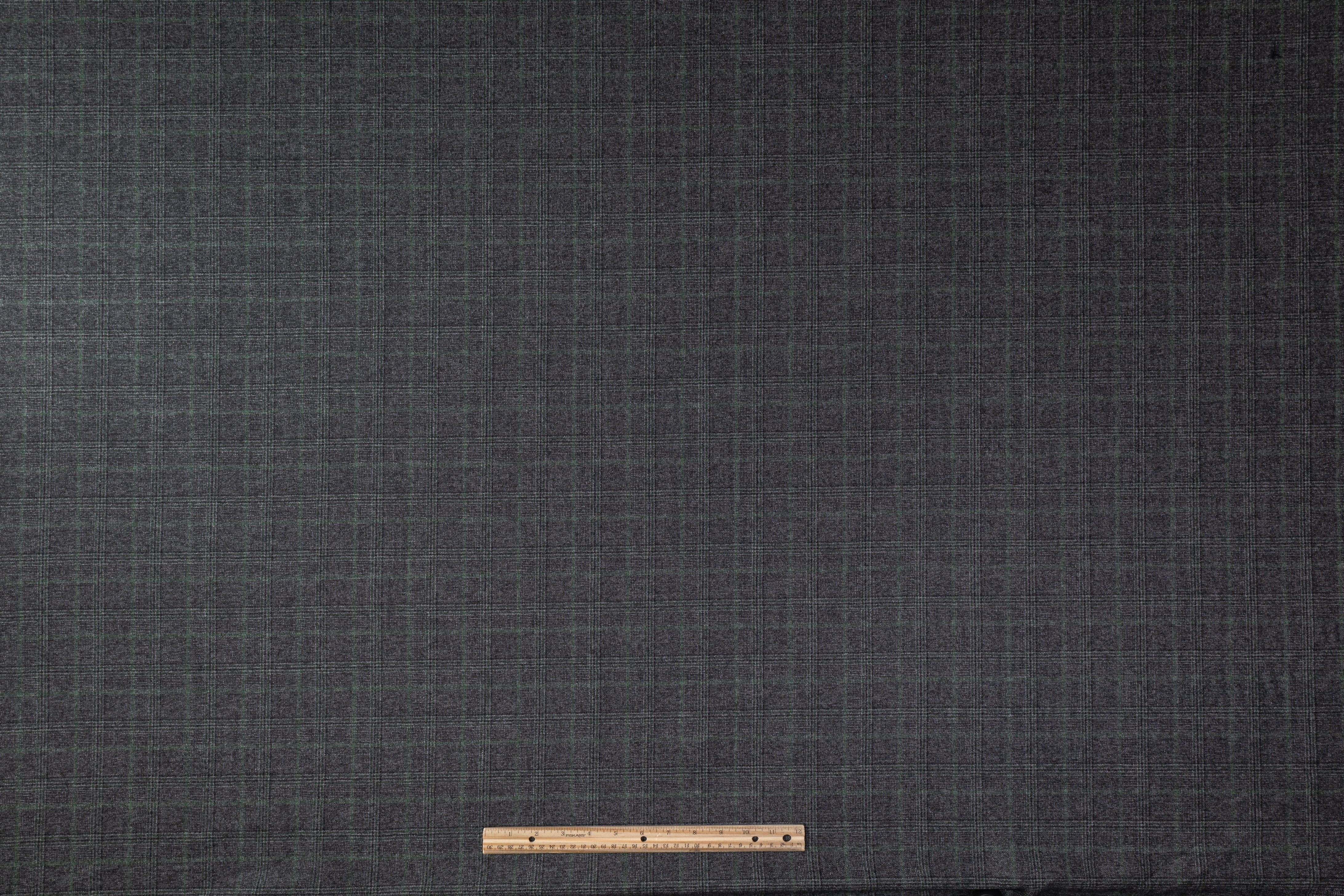 Checked Italian Wool Suiting - Gray / Green