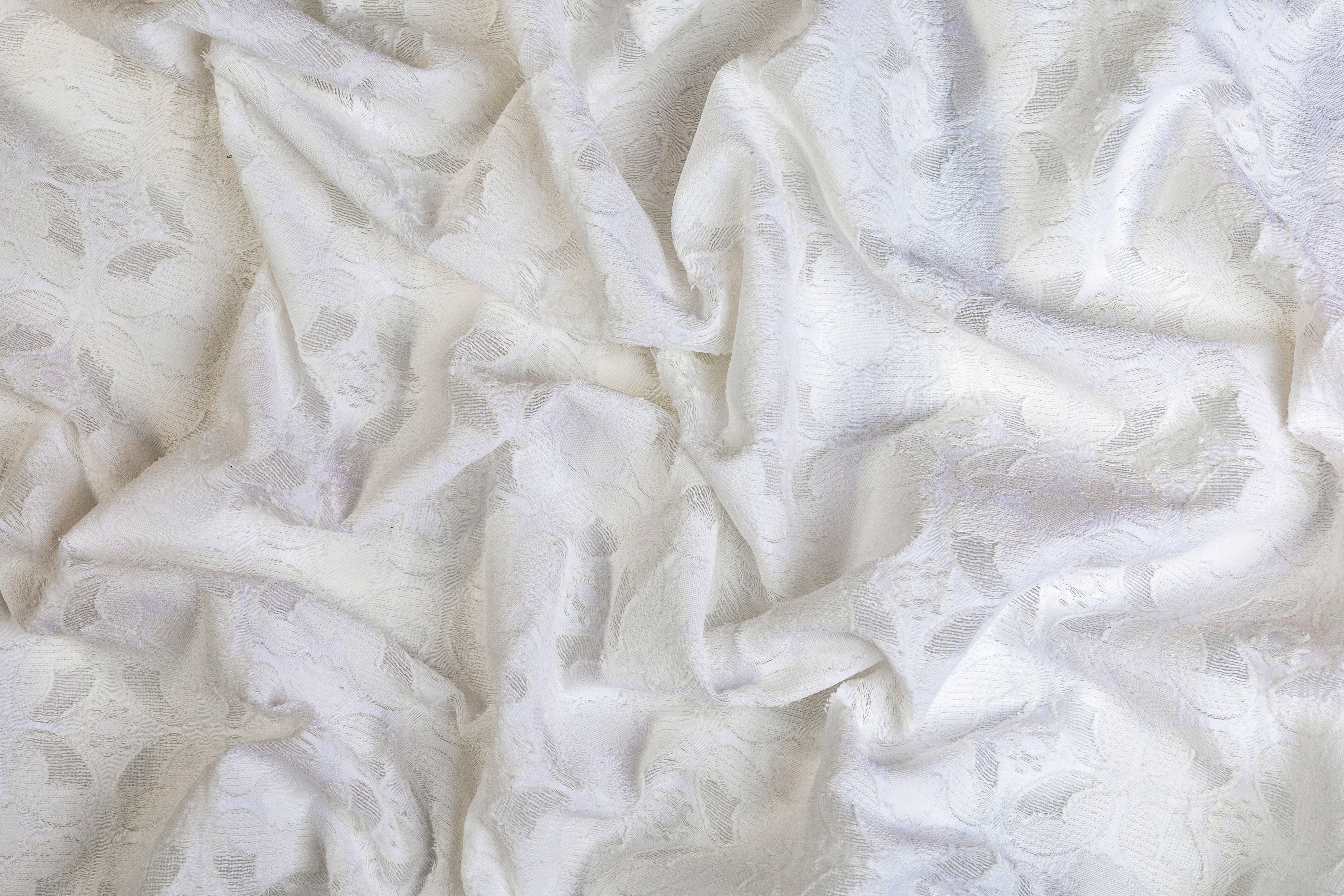 Quatrefoil Cotton Nylon Fil Coupe - White