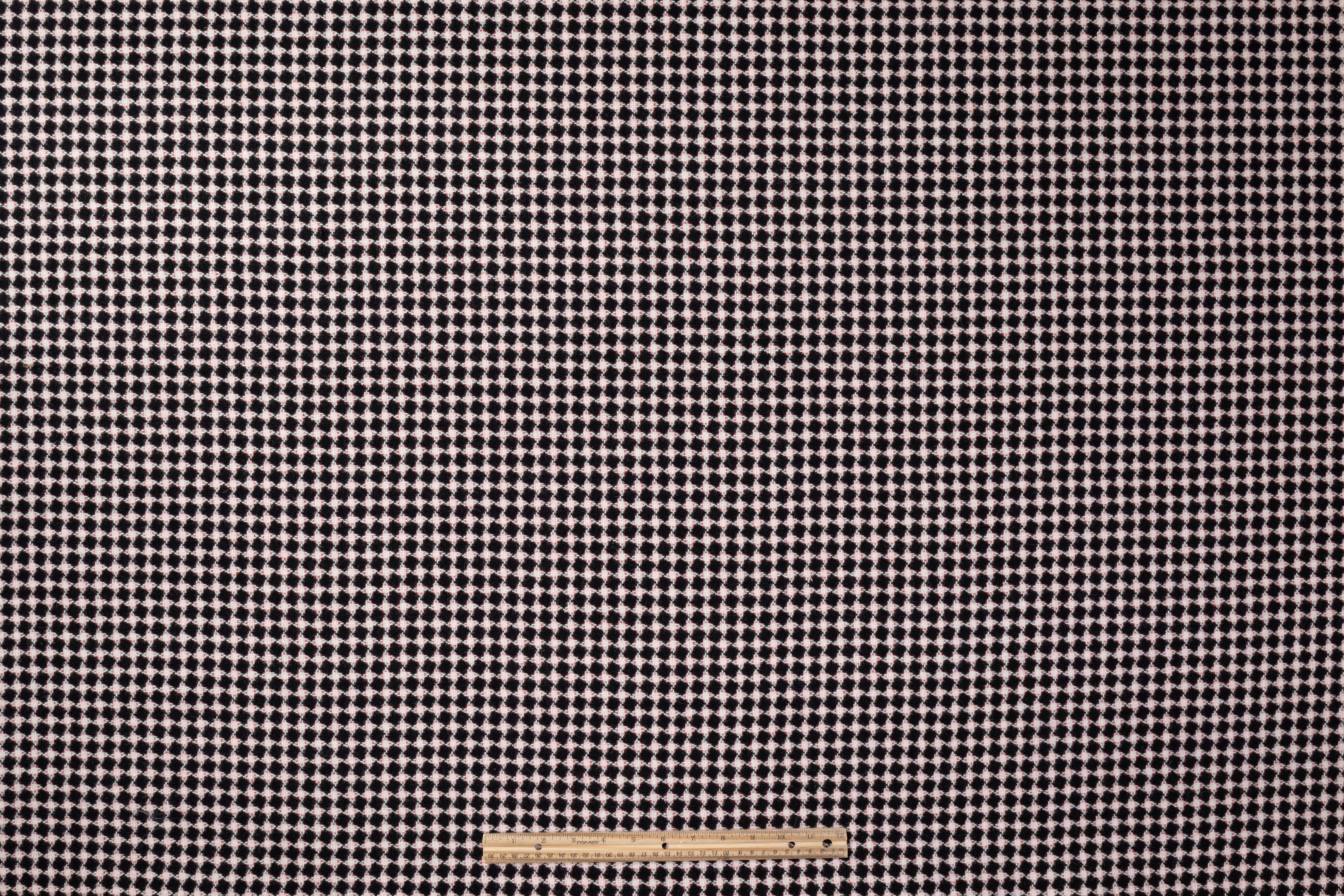 Double Faced Italian Wool Coating - Red / White / Black