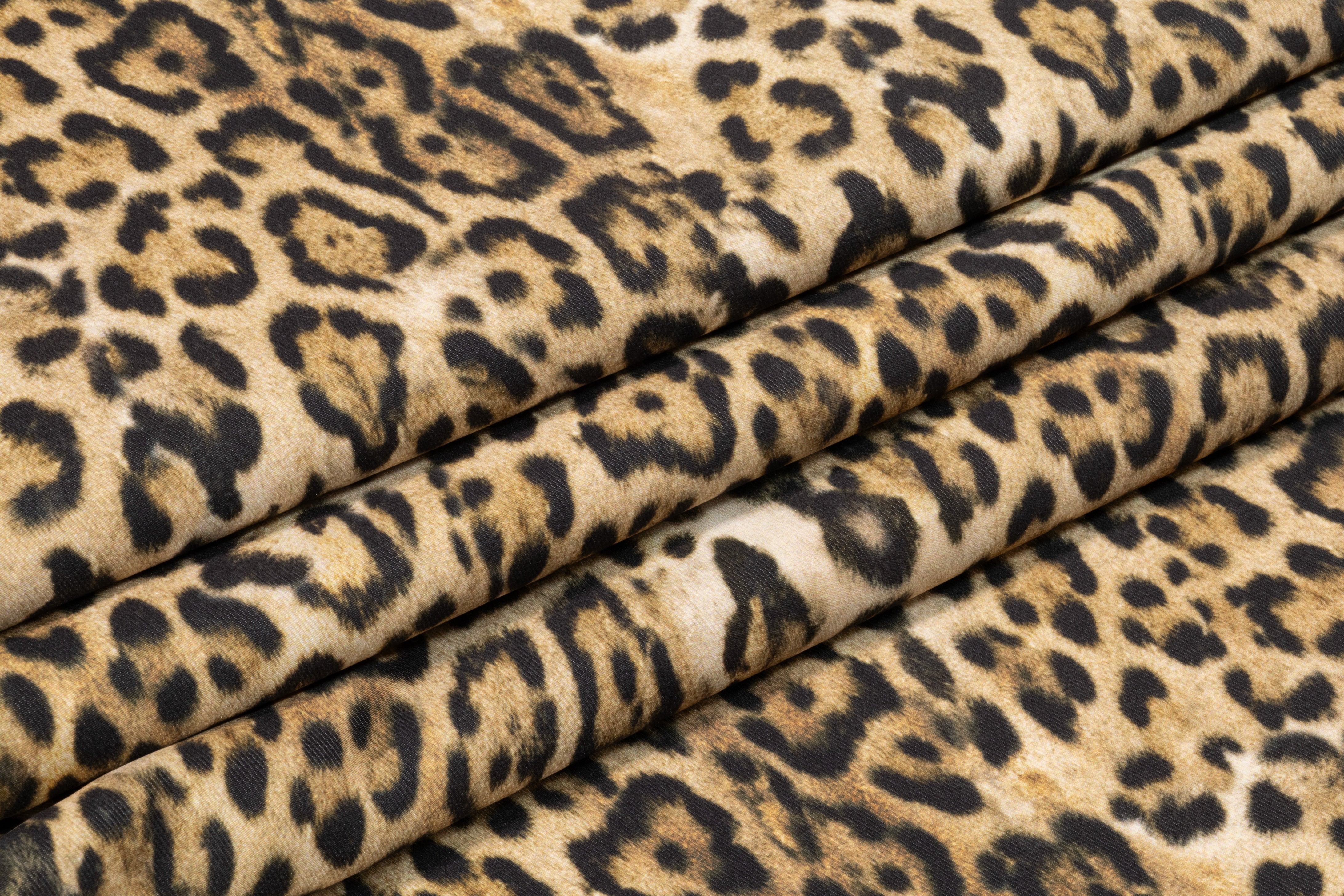 Leopard Print Italian Silk Blend Double Satin