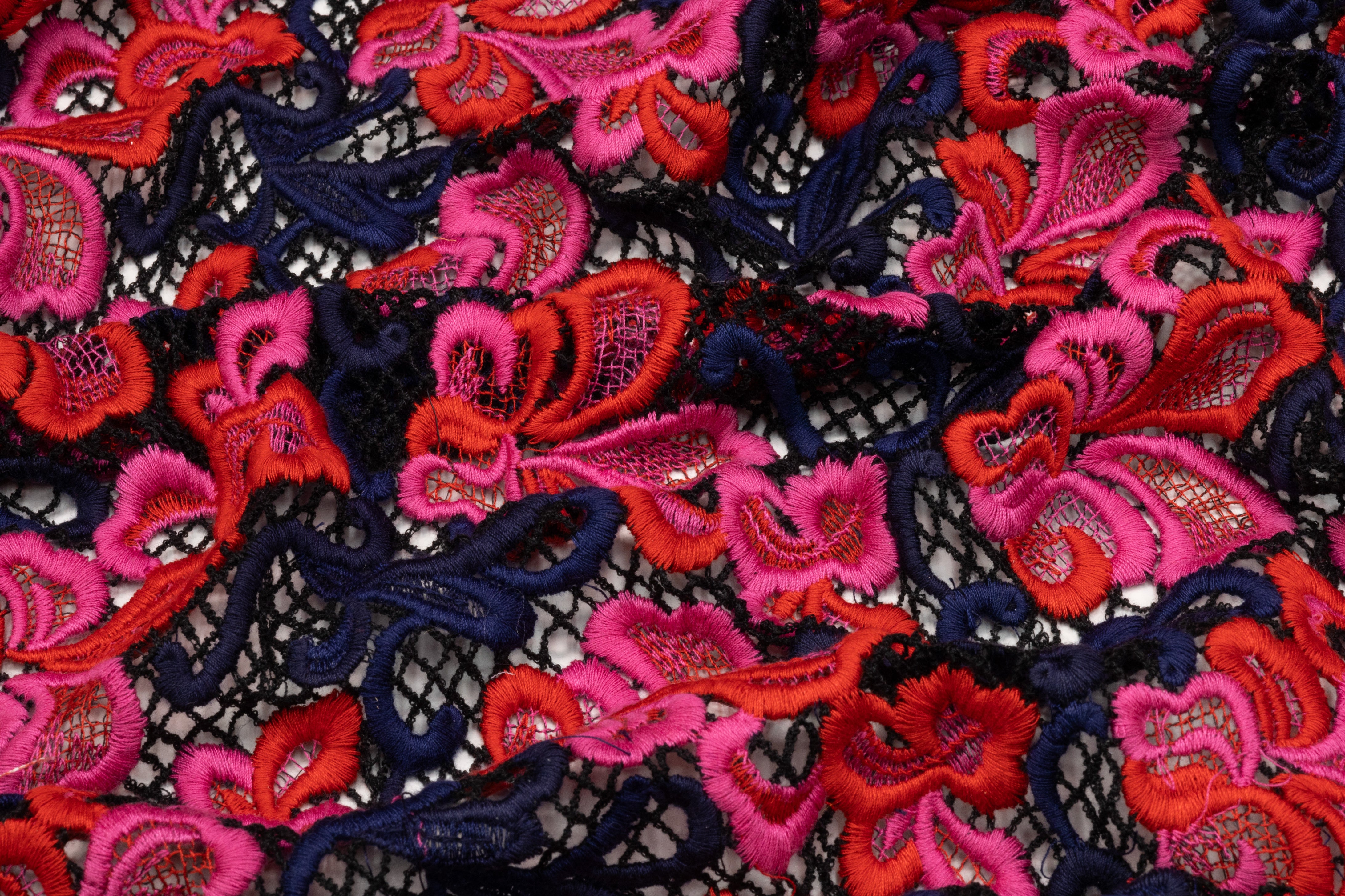 Floral Italian Guipure Lace - Navy / Red / Pink / Black