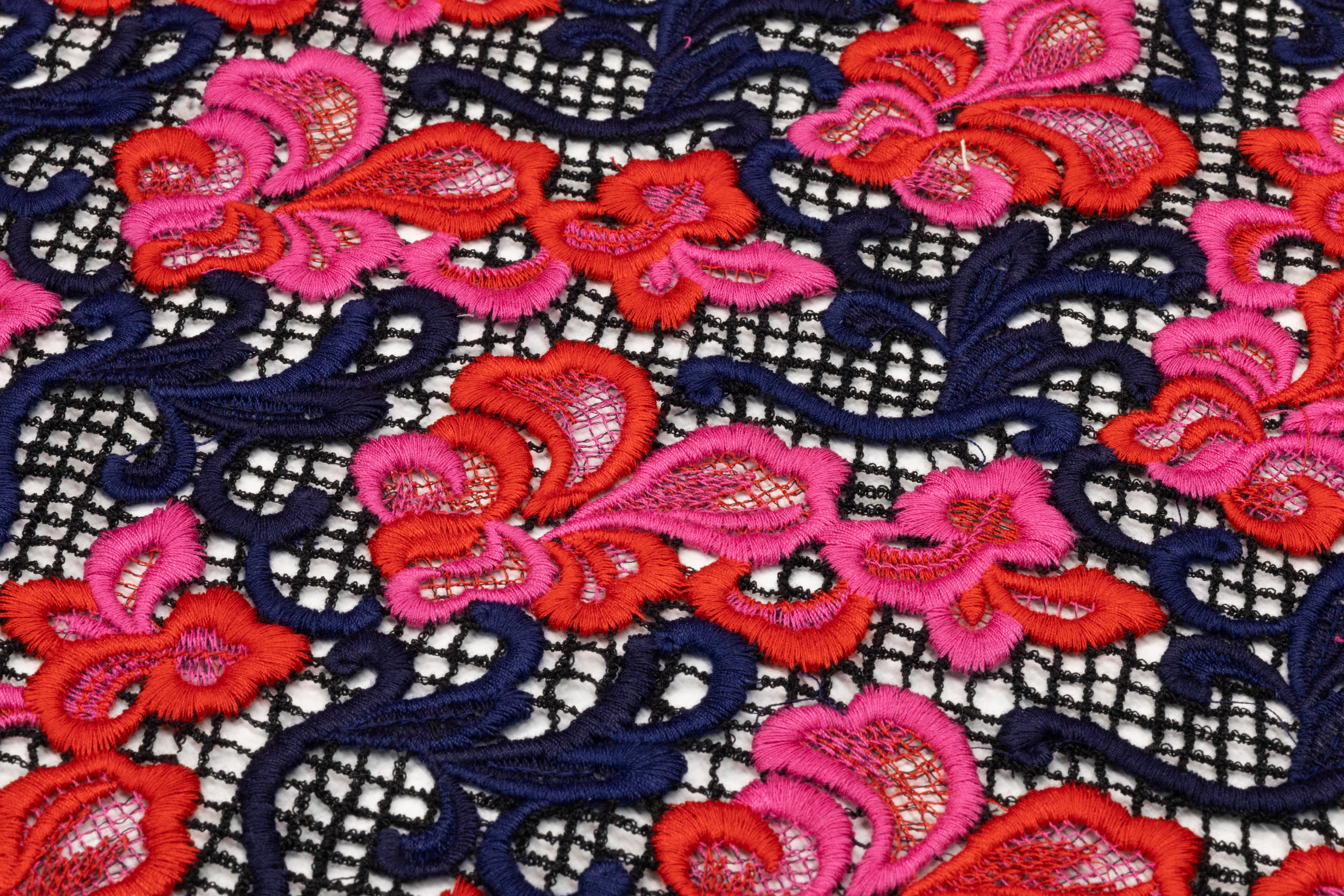 Floral Italian Guipure Lace - Navy / Red / Pink / Black