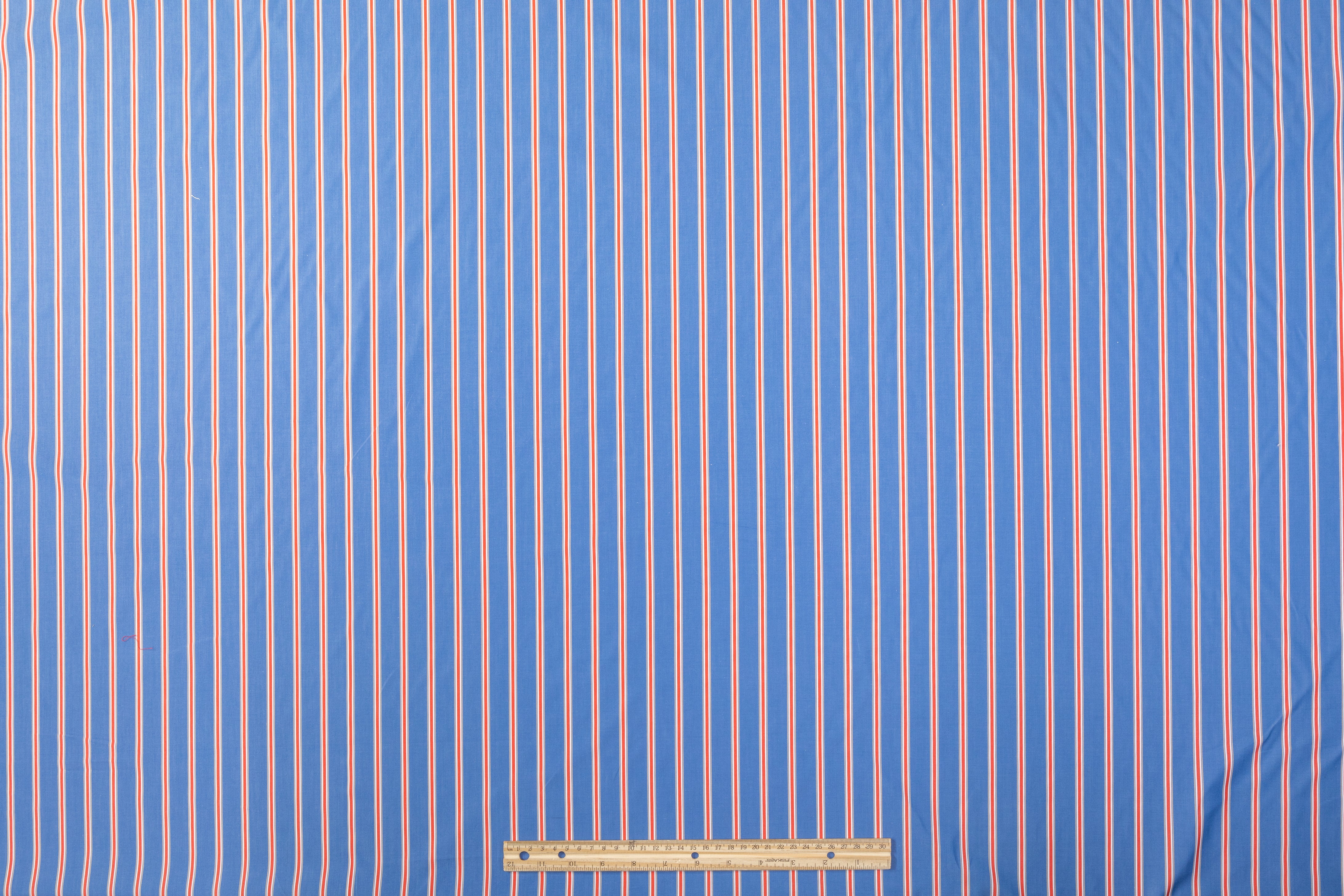 Striped Cotton Shirting - Blue / White / Red