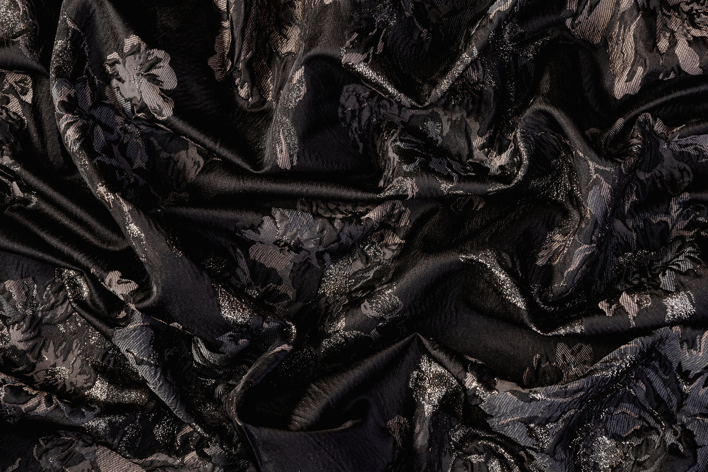 Metallic Crushed Brocade - Gray / Black / Silver
