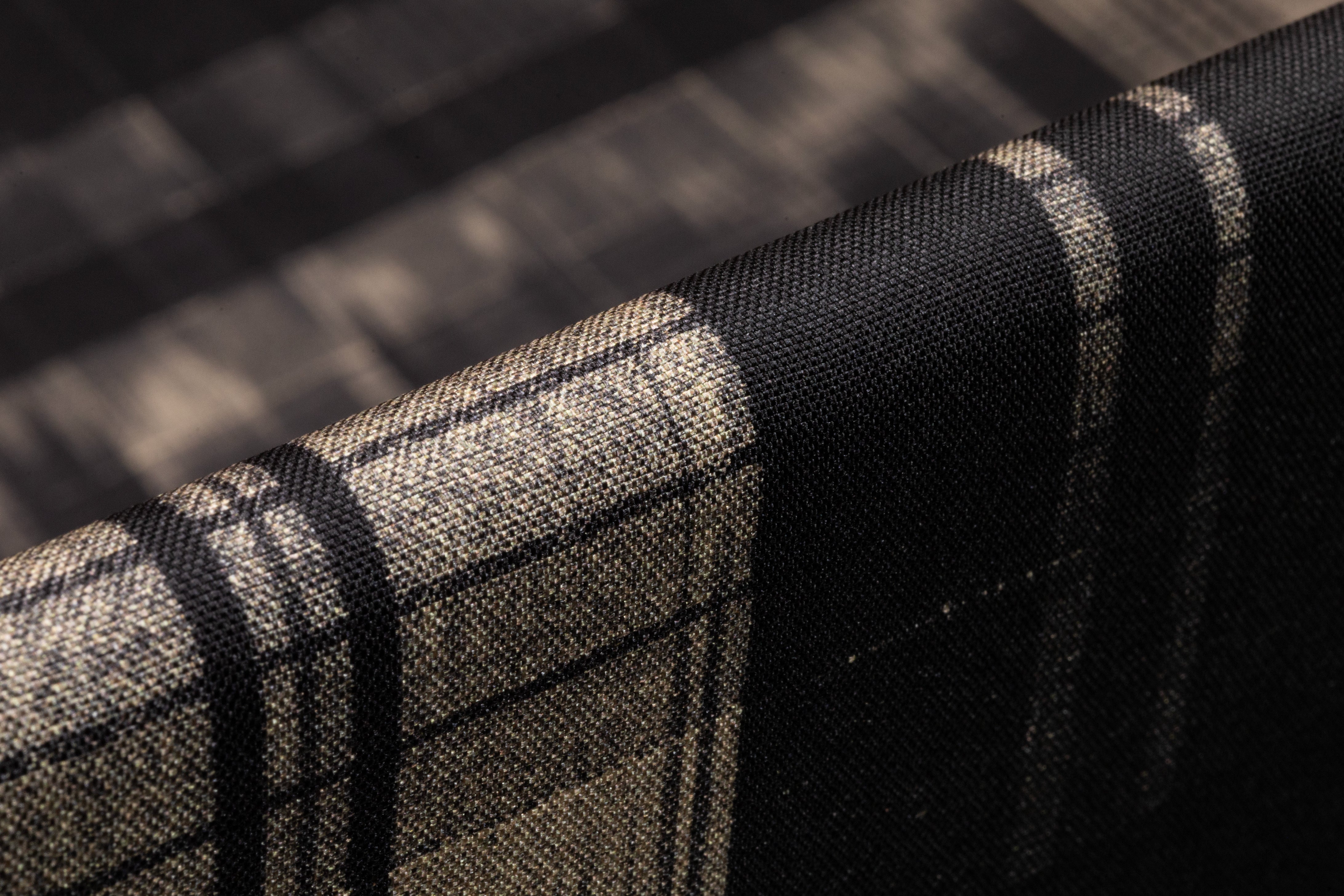 Checked Italian Silk Twill - Black / Taupe