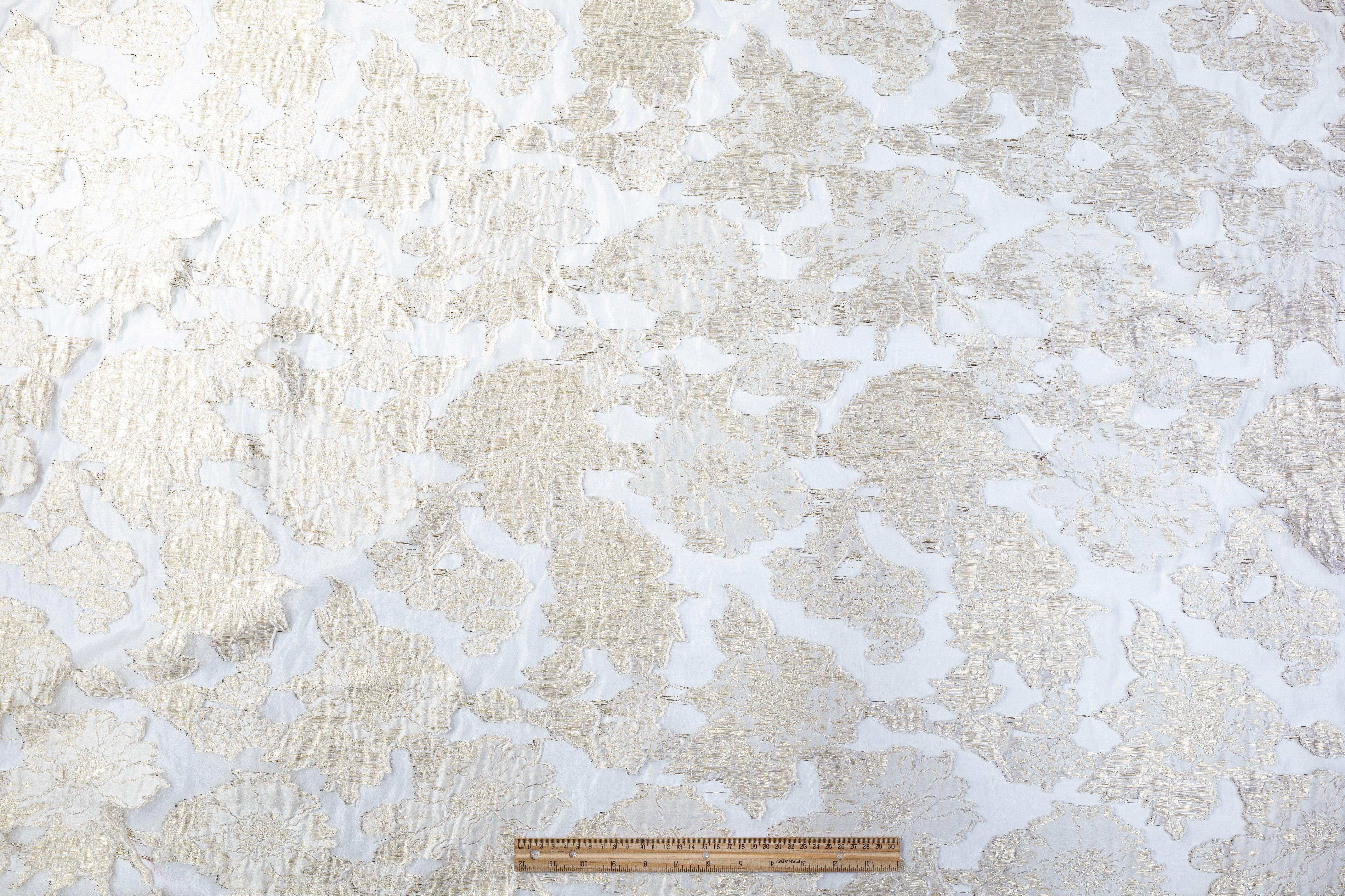 Floral Metallic Organza FIl Coupé - Ivory / Gold