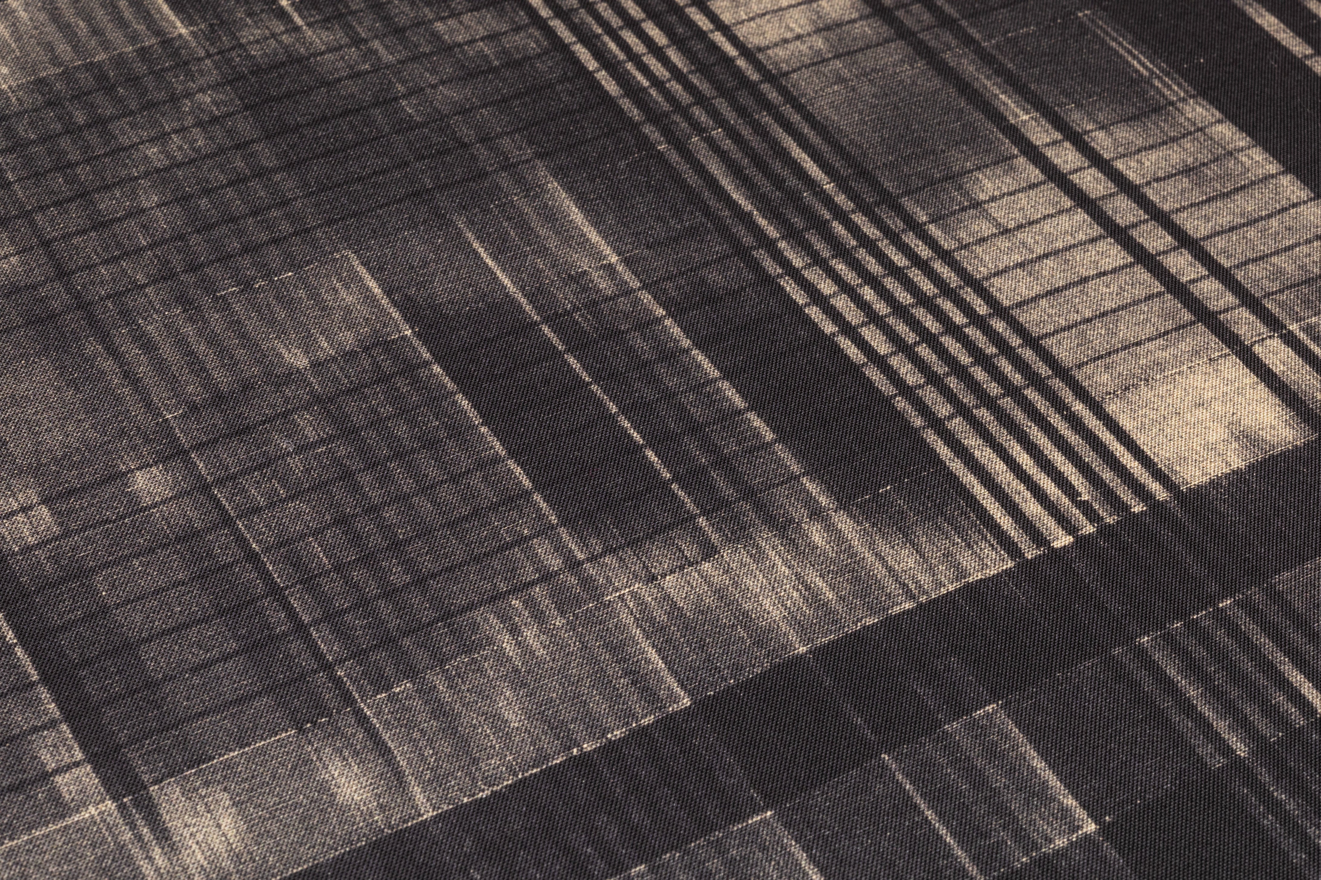 Checked Italian Silk Twill - Black / Taupe