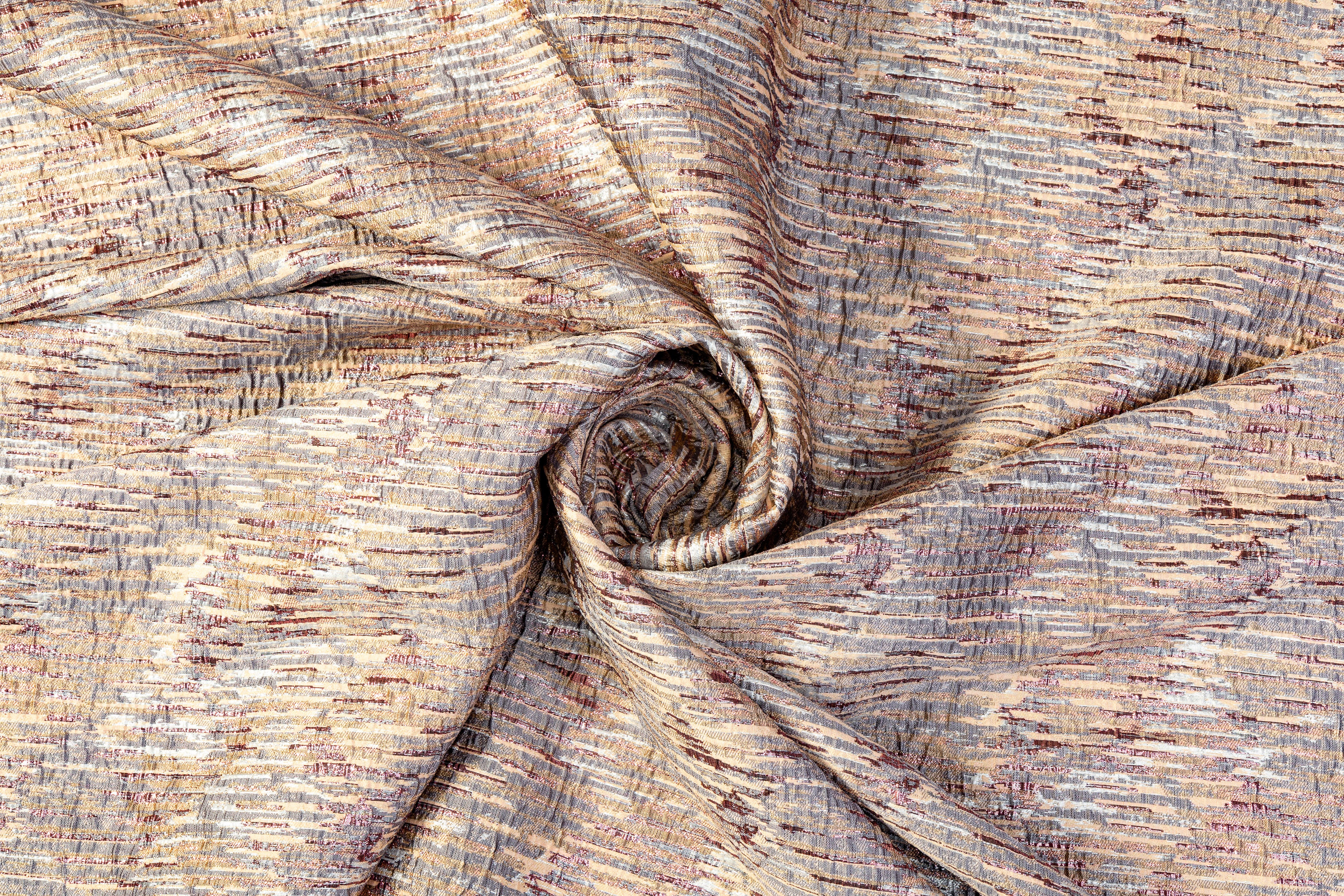 Crushed Metallic Brocade - Rose Gold / Peach / Gray