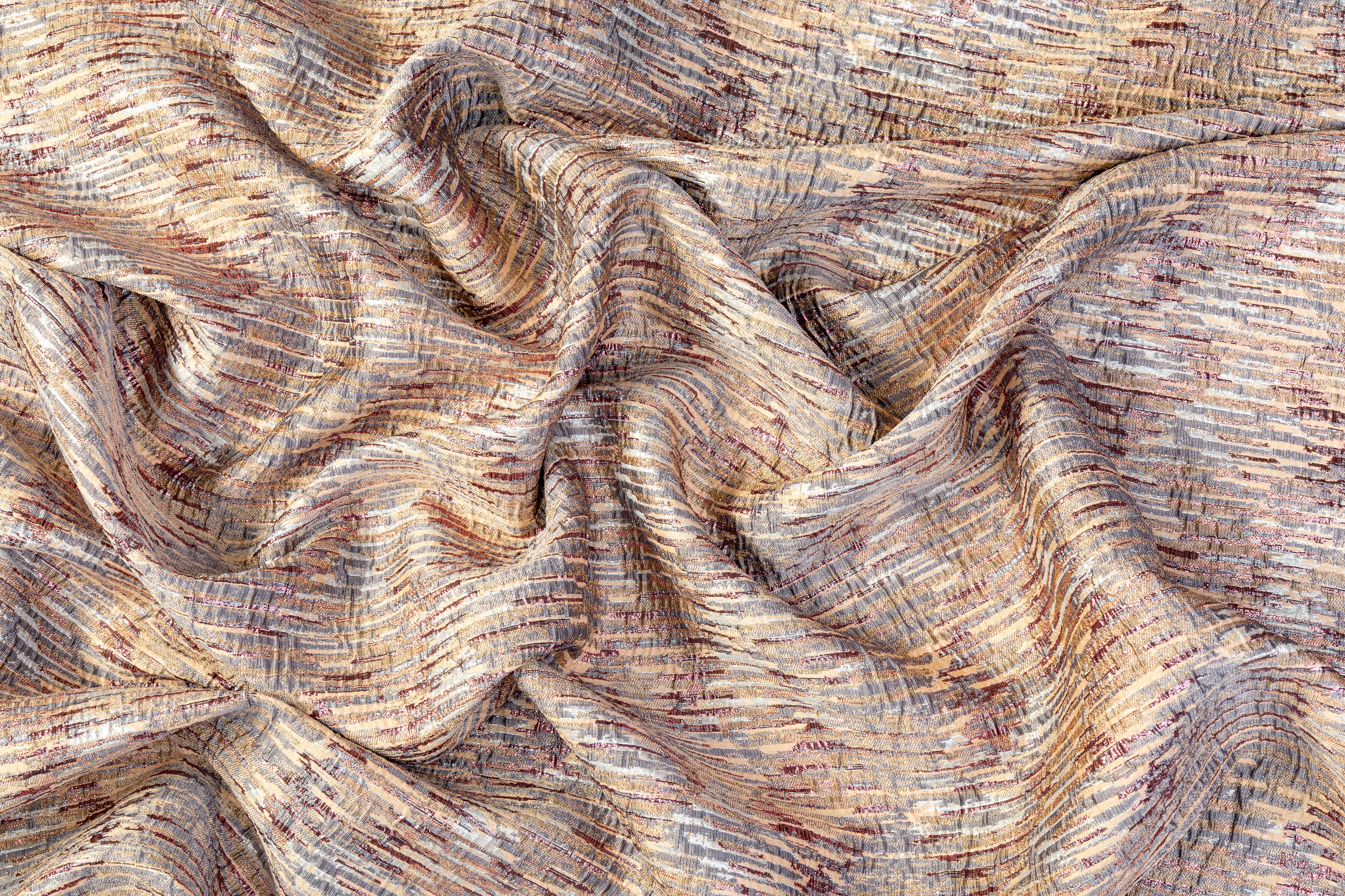 Crushed Metallic Brocade - Rose Gold / Peach / Gray