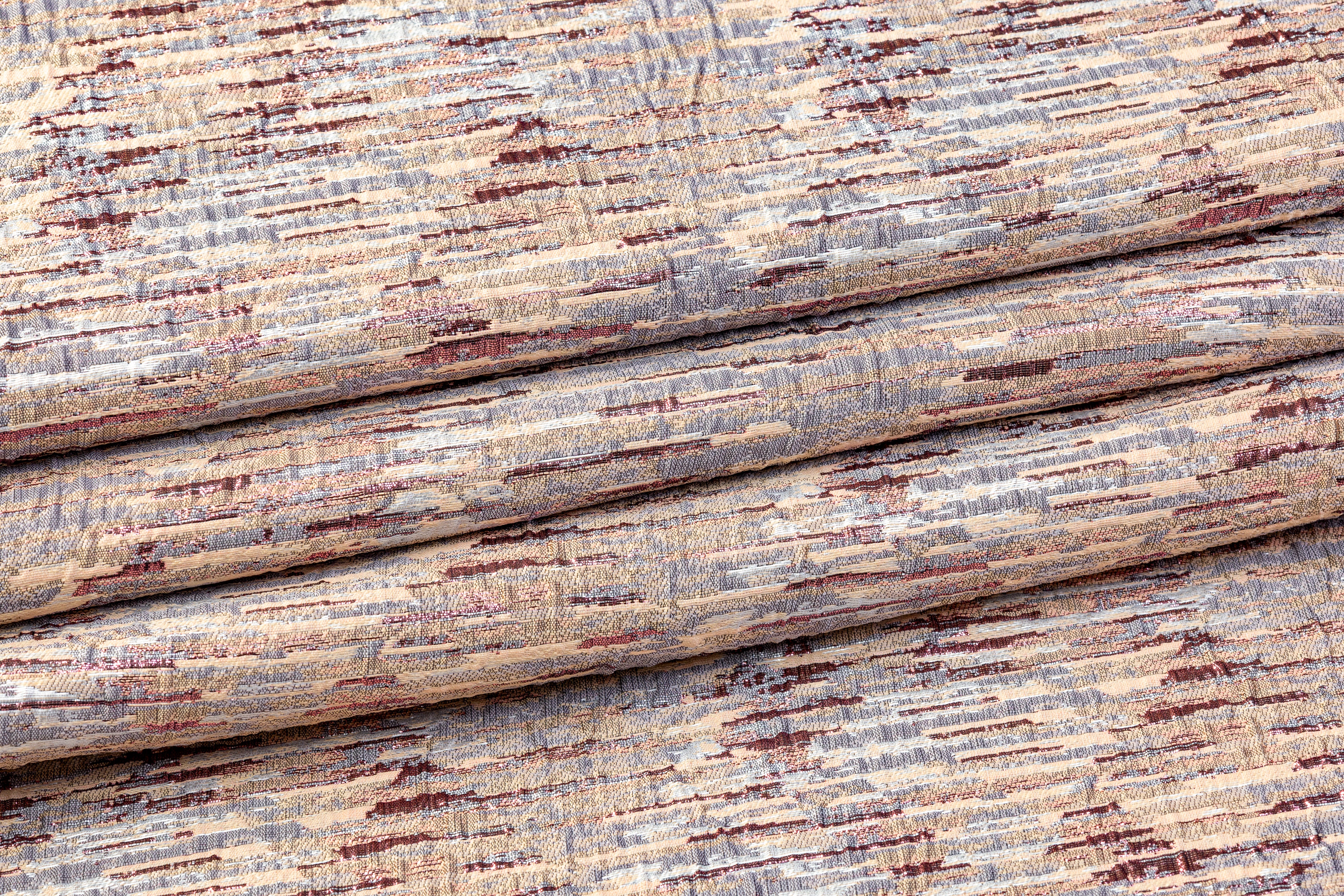 Crushed Metallic Brocade - Rose Gold / Peach / Gray