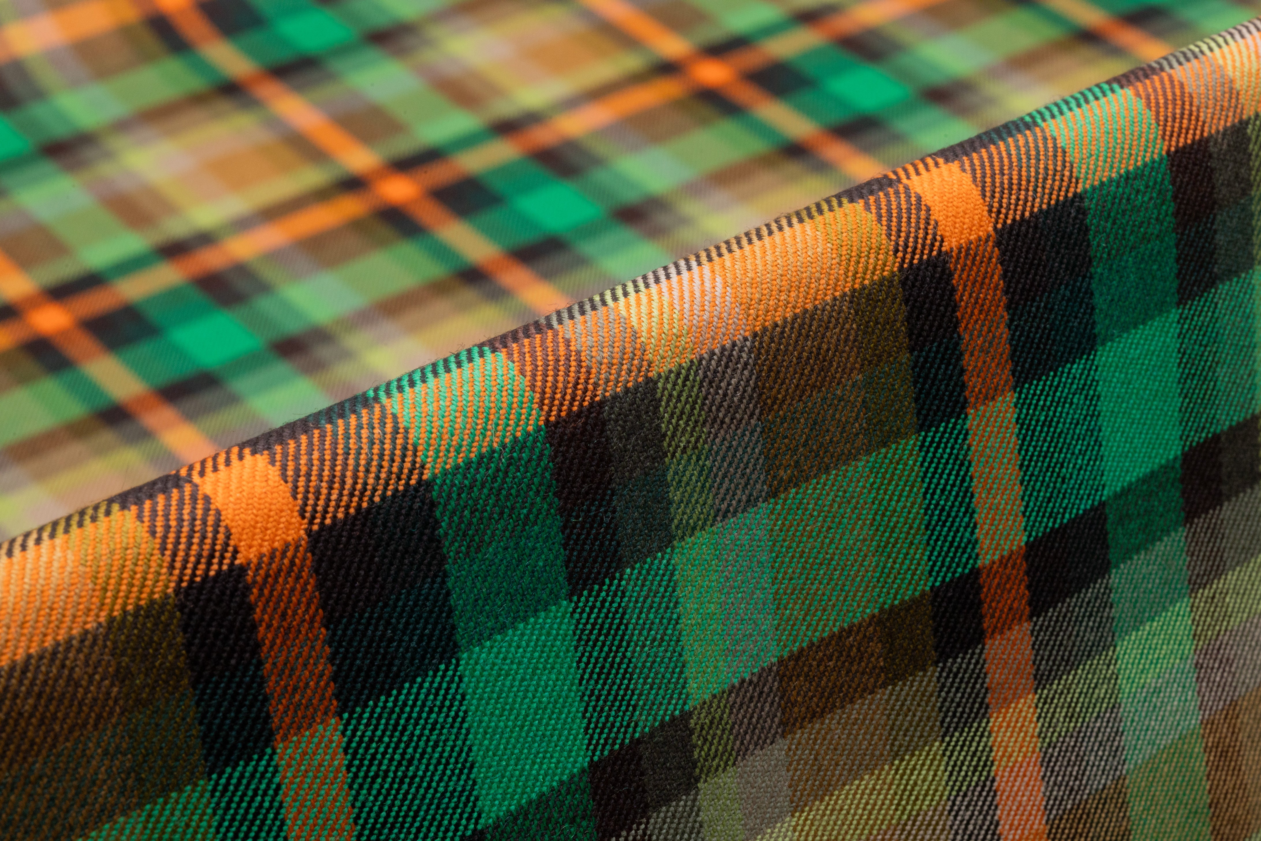 Plaid Italian Wool Suiting - Green / Orange / Brown