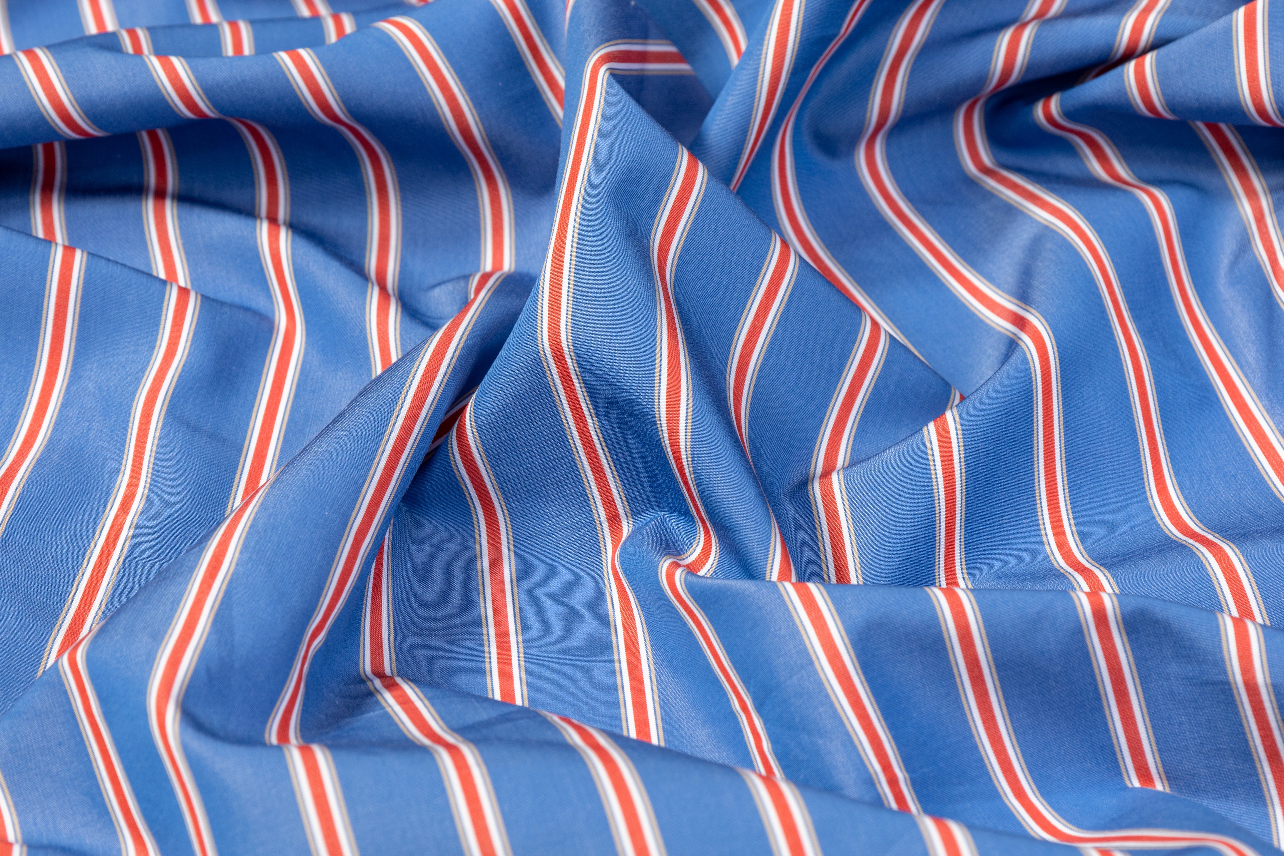 Striped Cotton Shirting - Blue / White / Red