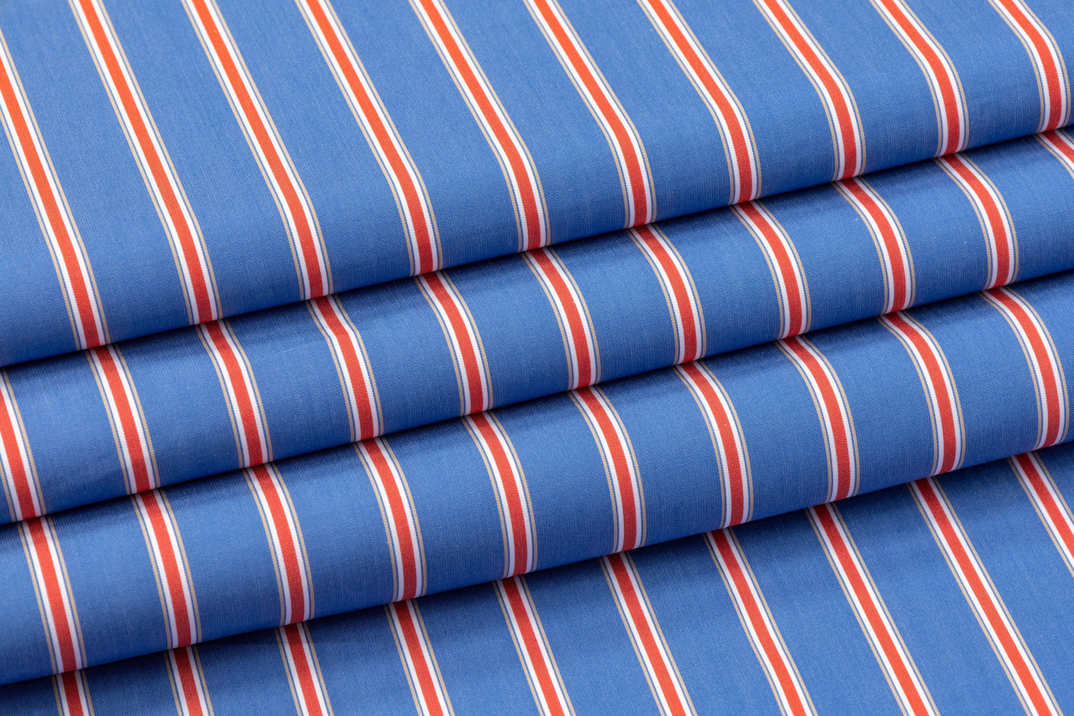 Striped Cotton Shirting - Blue / White / Red