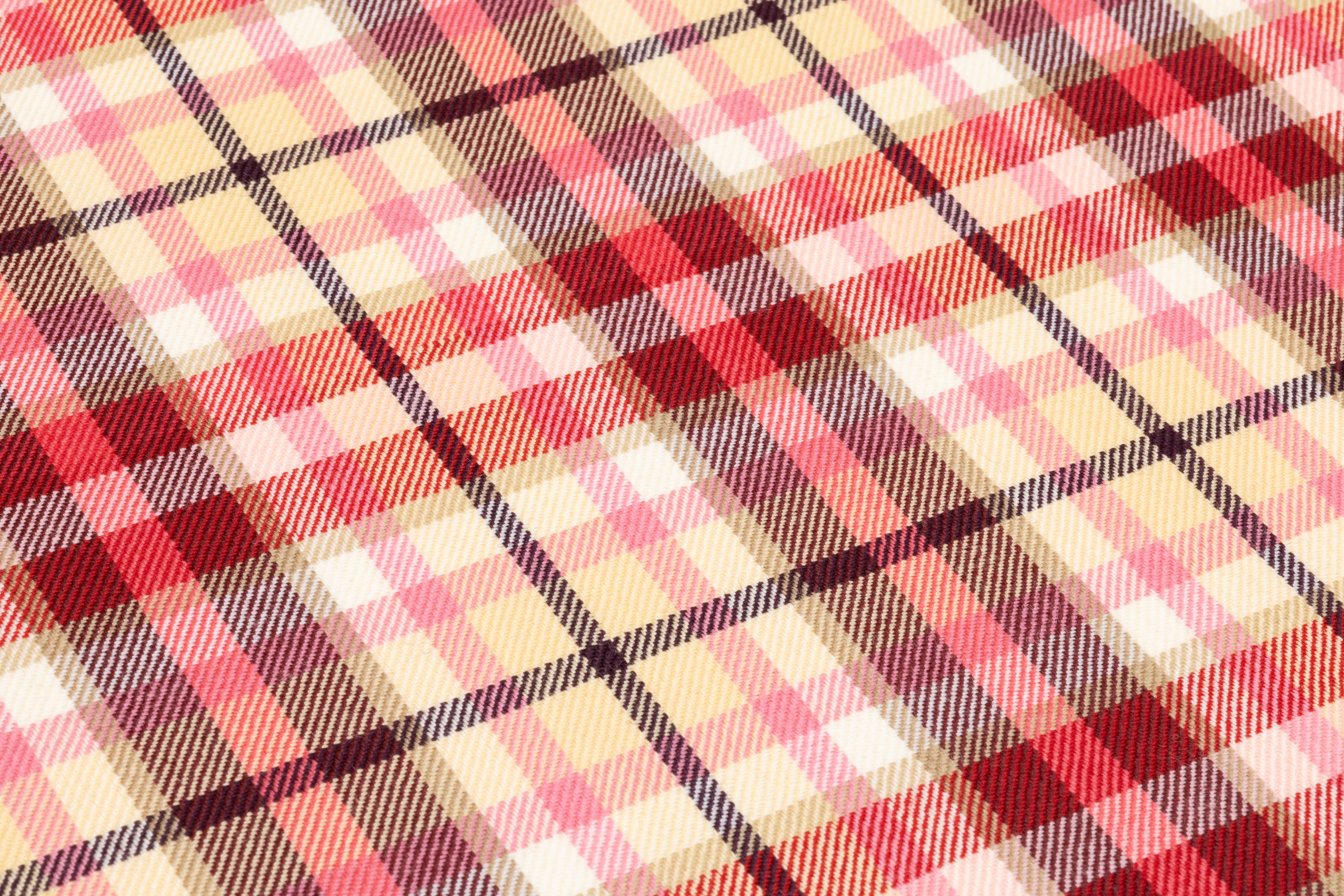Plaid Italian Wool Suiting - Red / Pink / Cream