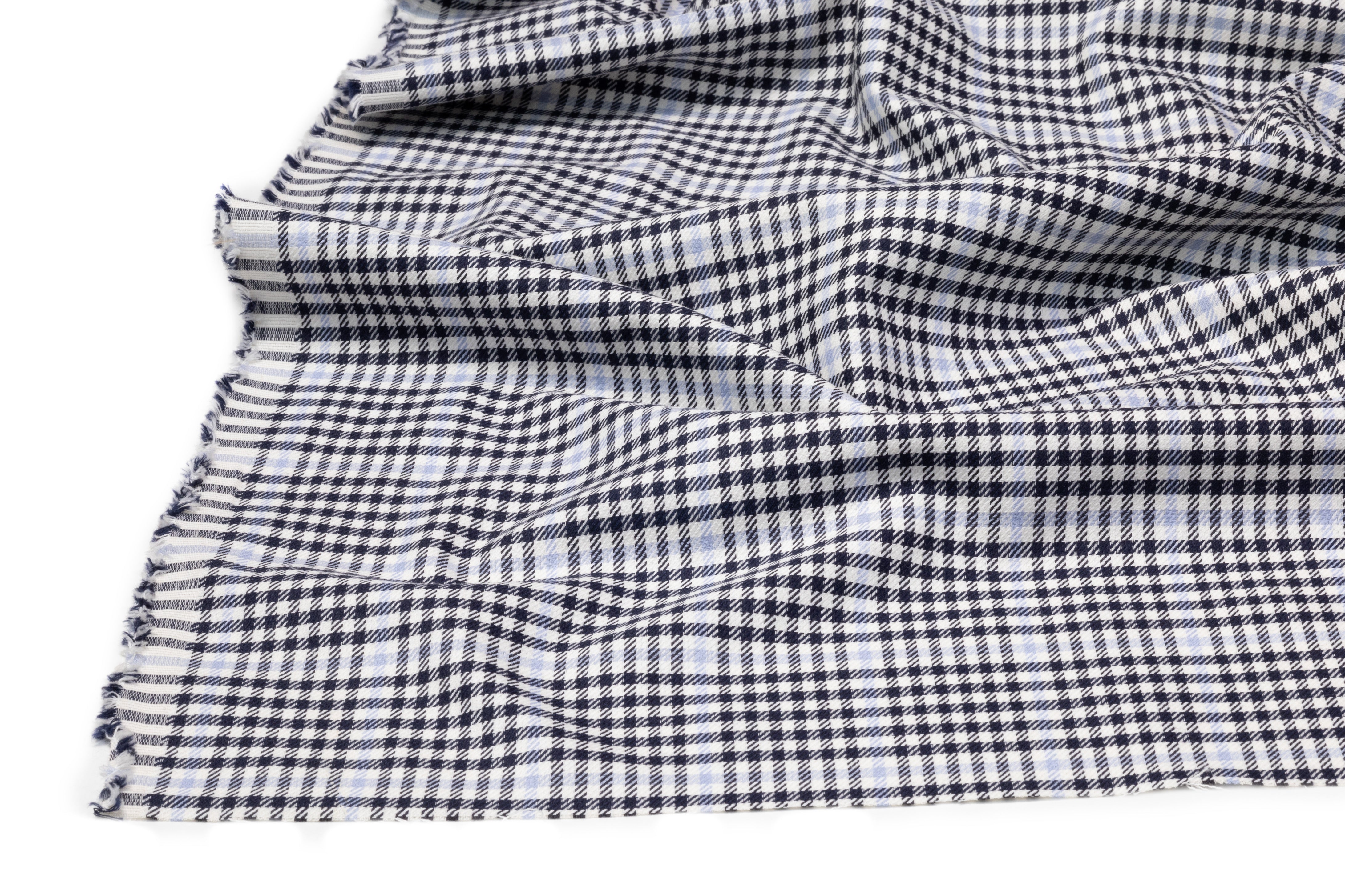 Checked Italian Wool Suiting - Blue / Off White